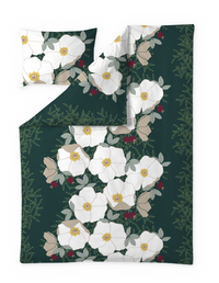 60712-5489-02-06; Finlayson Rosa Sateen Duvet Cover set Dark Green / 150x210 + 50x60 cm 
