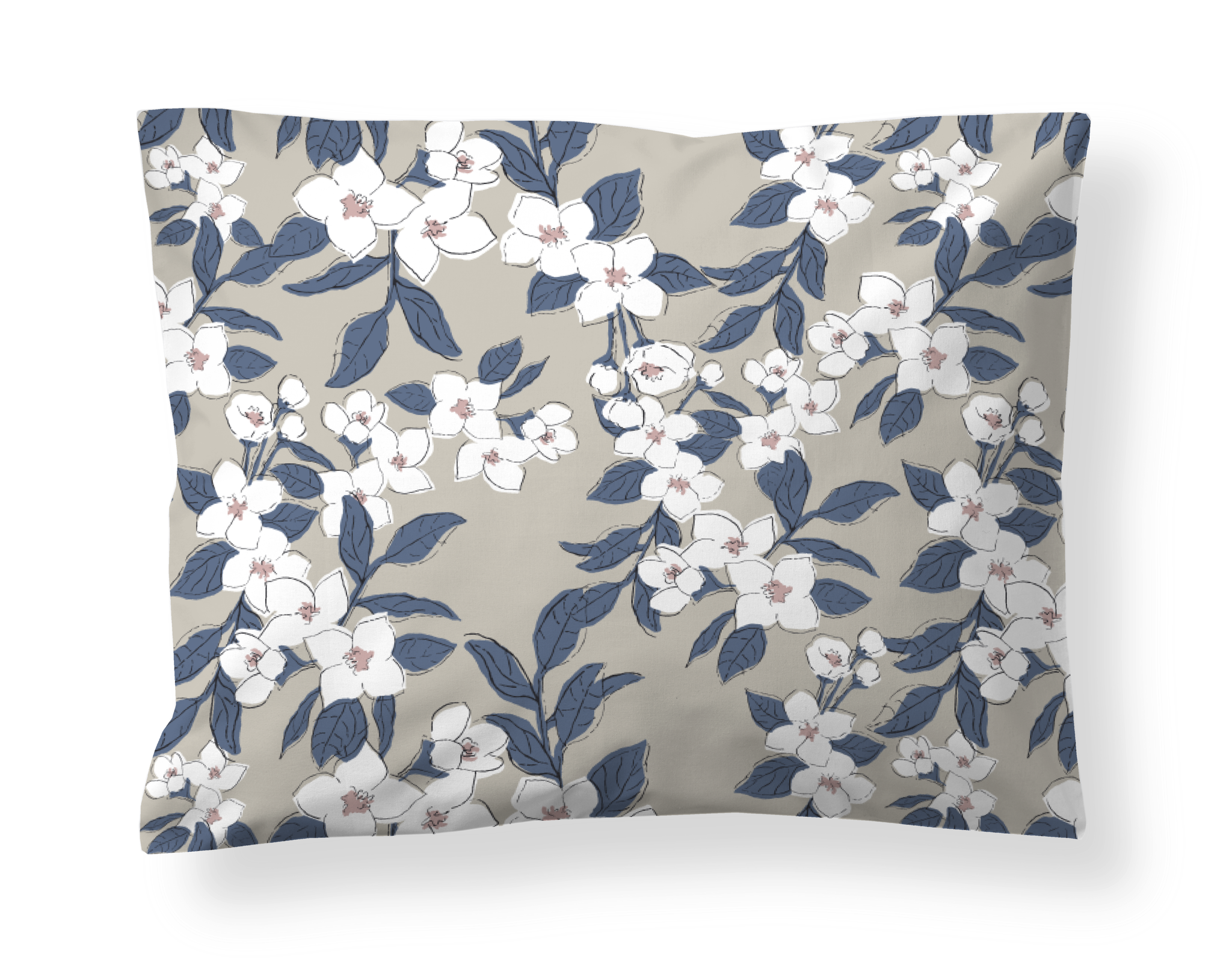 60138-5439-02-10; Finlayson Dunia Sateen pillowcase Beige / Blue / Rose / 50x60 cm 