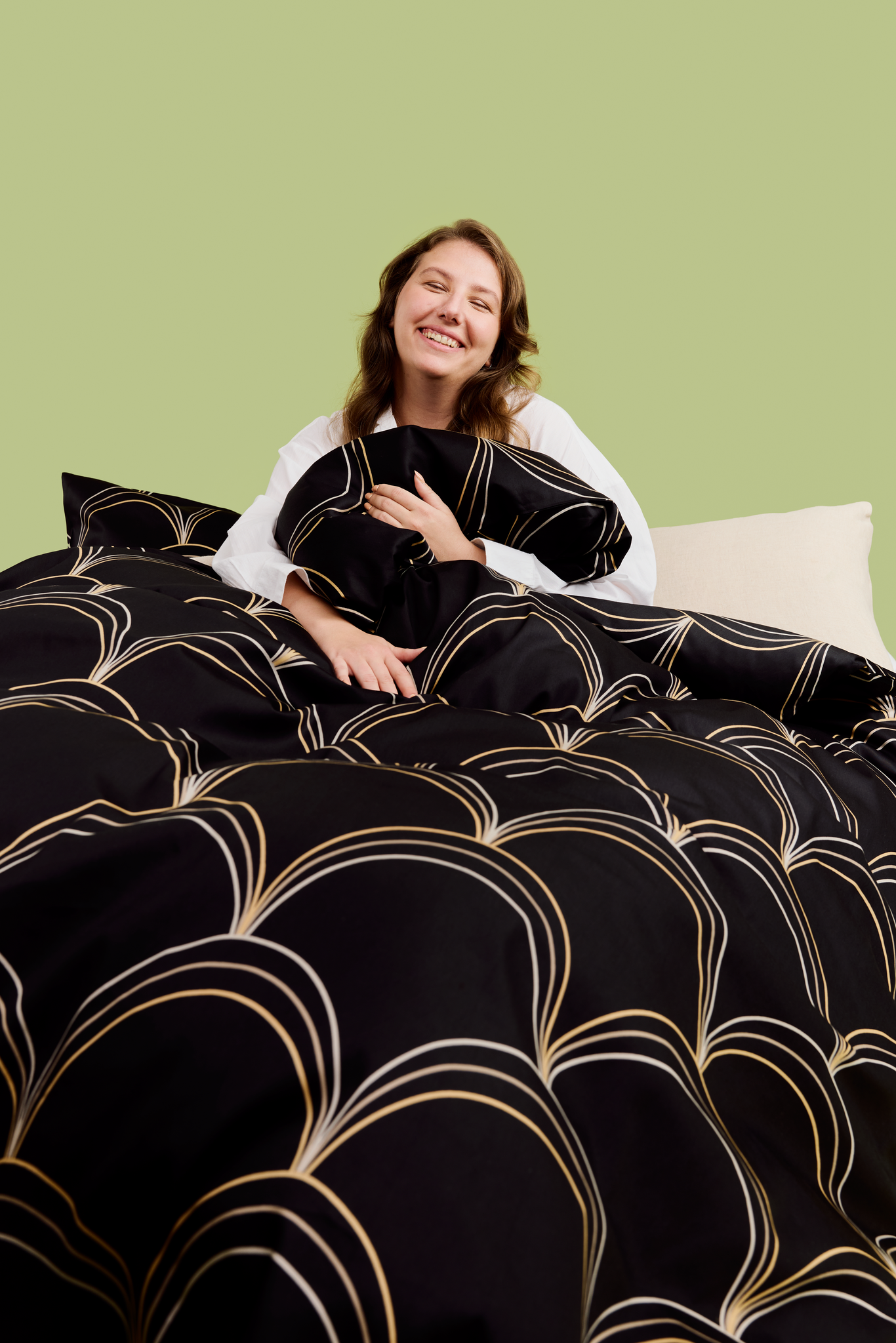 60712-5130-01-06_1; Finlayson Rooma Sateen Duvet Cover set Black / Brown / 150x210 + 50x60 cm 