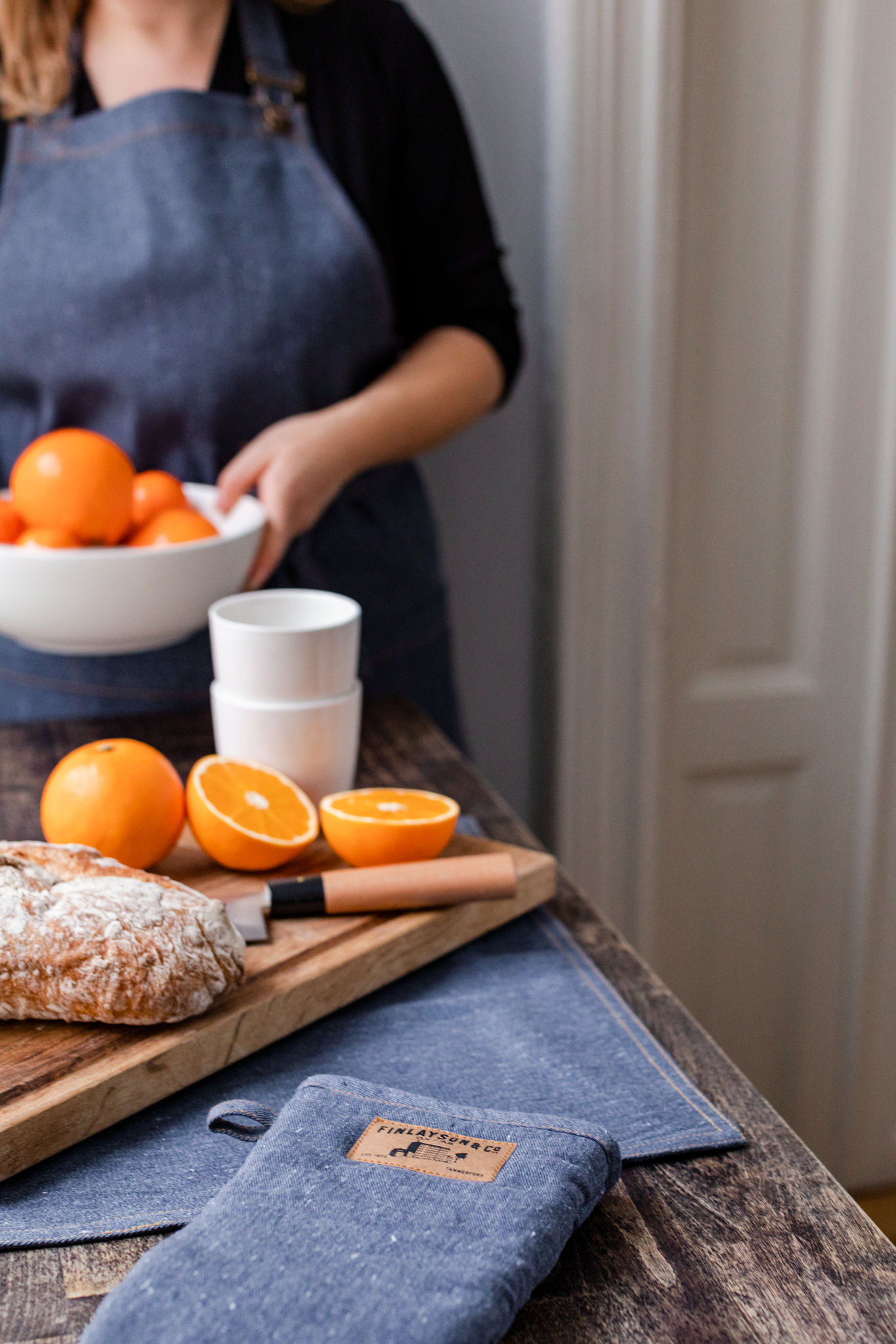 80006-0100-01-10_3; Finlayson Old Jeans Oven Mitt Blue / 15x30 cm 