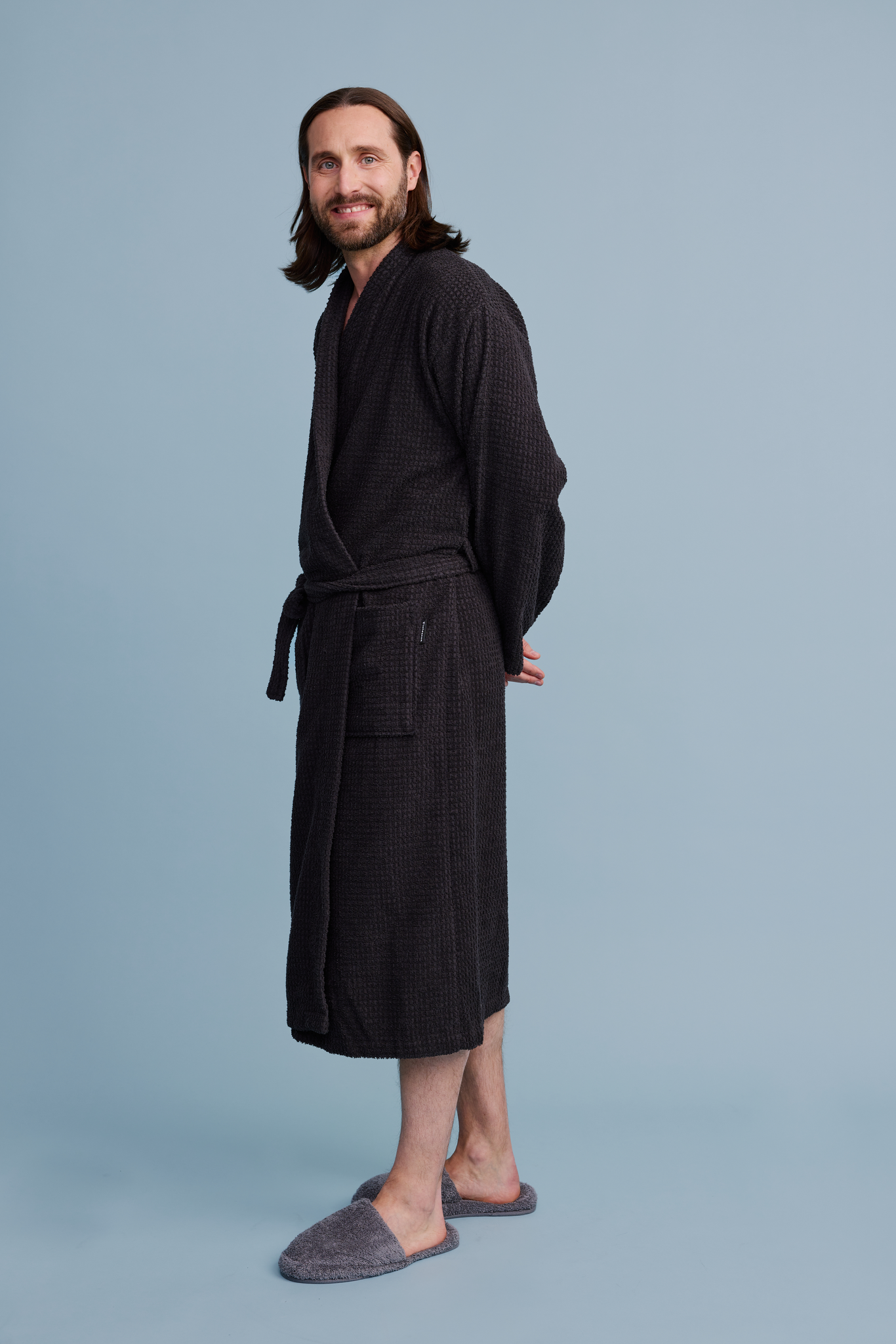 71122-0002-01-03_1; 71121-0002-01-03_1; 71123-0002-01-03_1; Finlayson Pehmis Bathrobe Coal / XXL 
