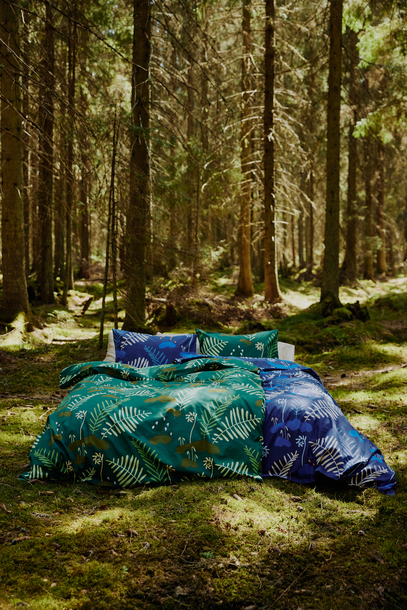 60652-5464-02-06_2; Finlayson Sammaleinen Duvet cover set Green / Yellow / 150x210 + 50x60 cm 