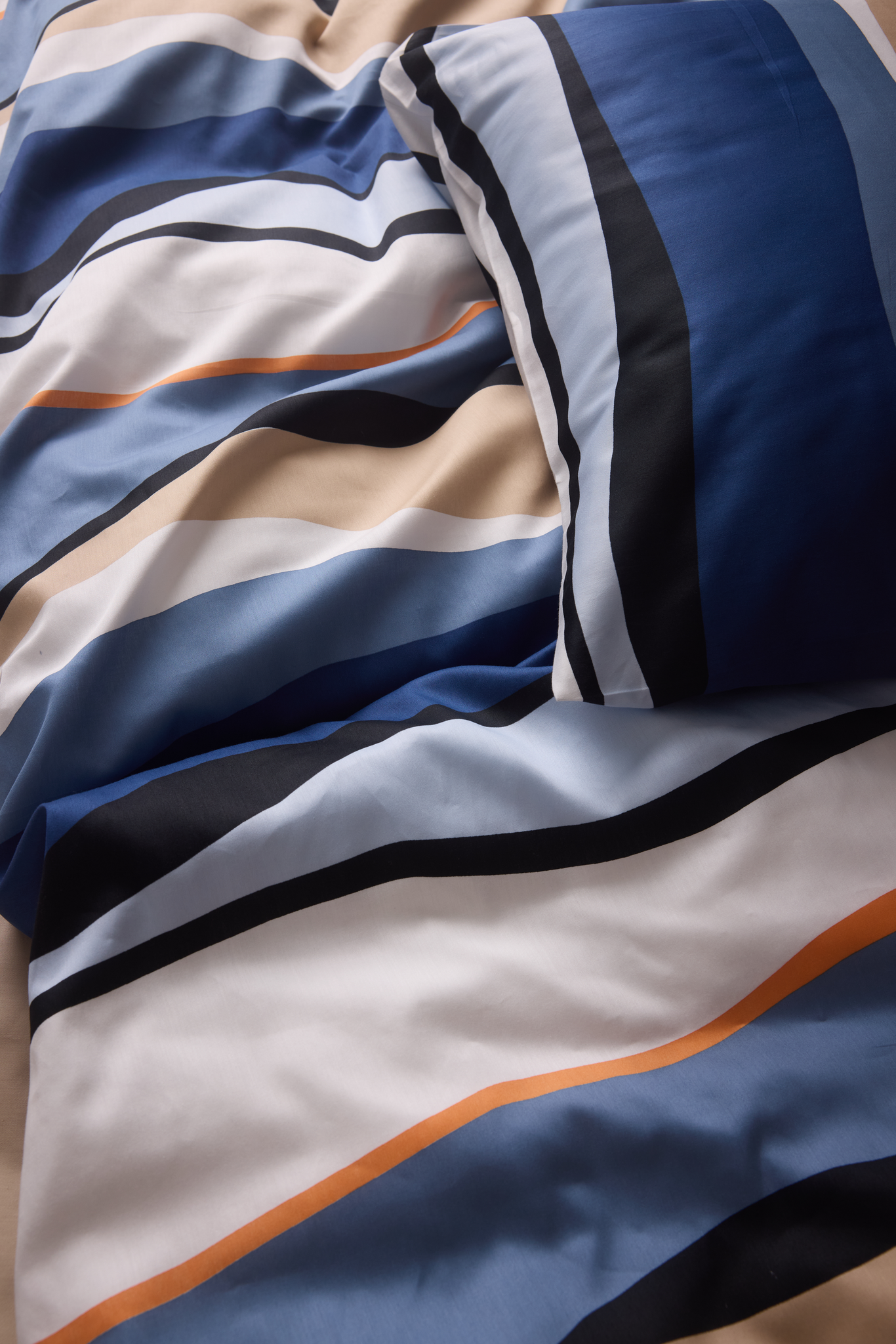 60712-4430-12-06_1; Finlayson Aamu Sateen duvet cover set Blue / Orange / 150x210 + 50x60 cm 