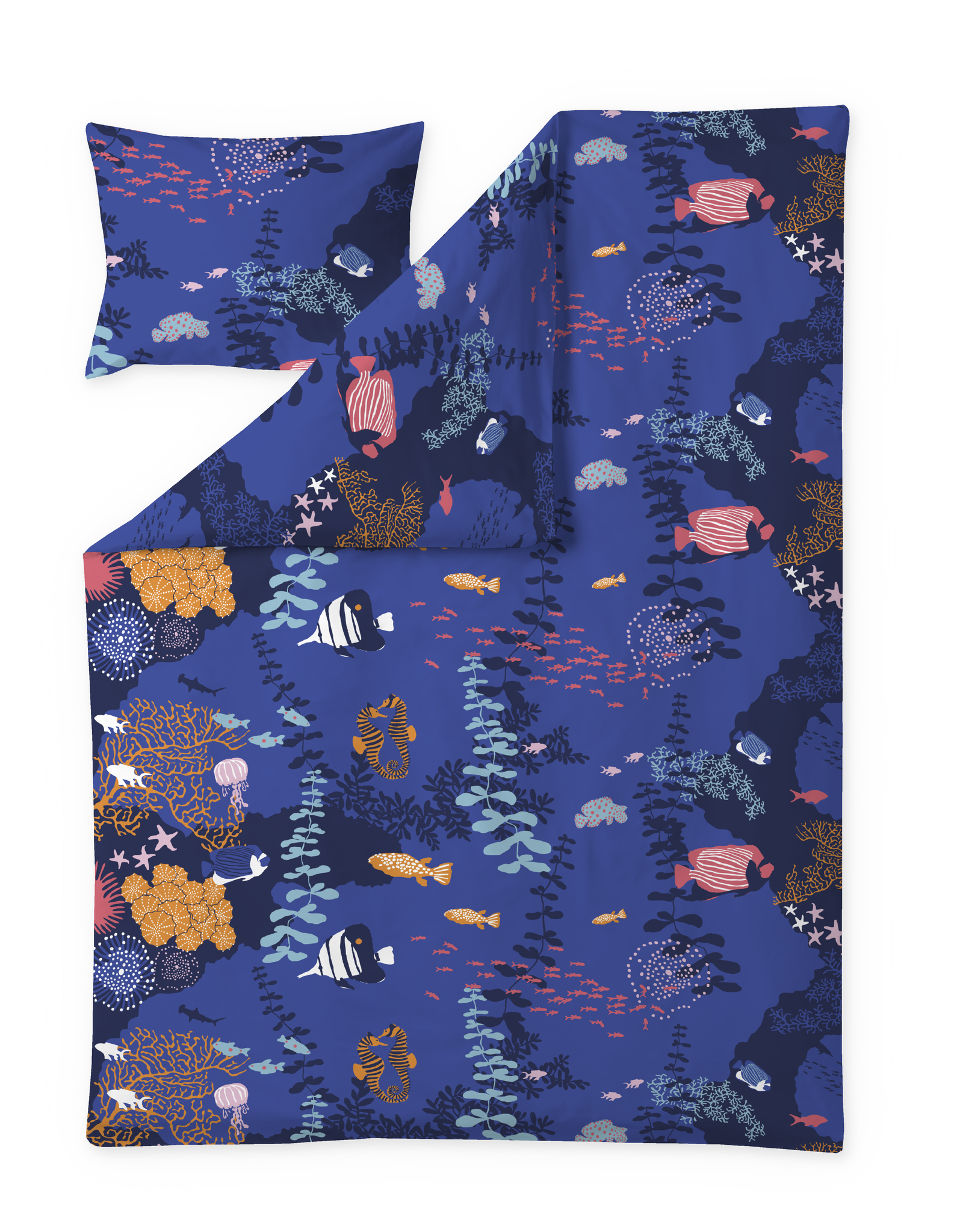 60652-4475-03-06_1; Finlayson Sukellus Duvet Cover set Blue / Orange / 150x210 + 50x60 cm 