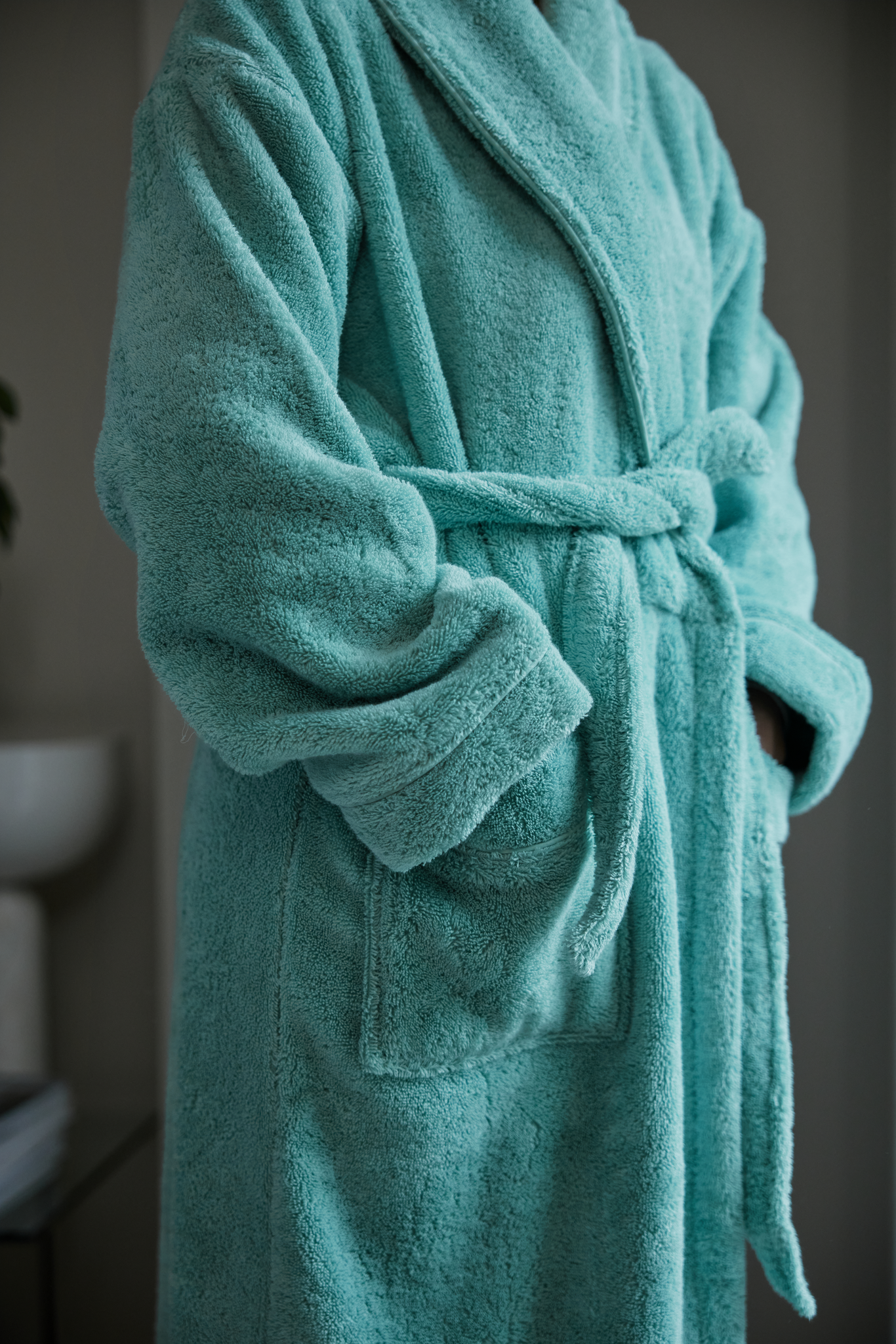 70227-0007-02-03_10; Finlayson Hali Bathrobe Bluish Green / L/XL 