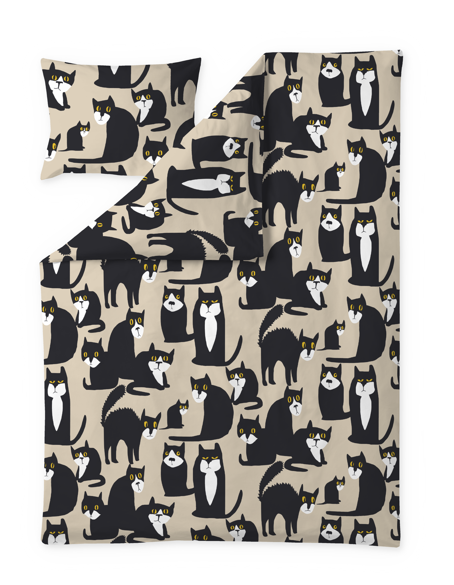 60652-5075-04-06_1; Finlayson Spot the Dog Duvet Cover set Sand / Black / 150x210 + 50x60 cm 