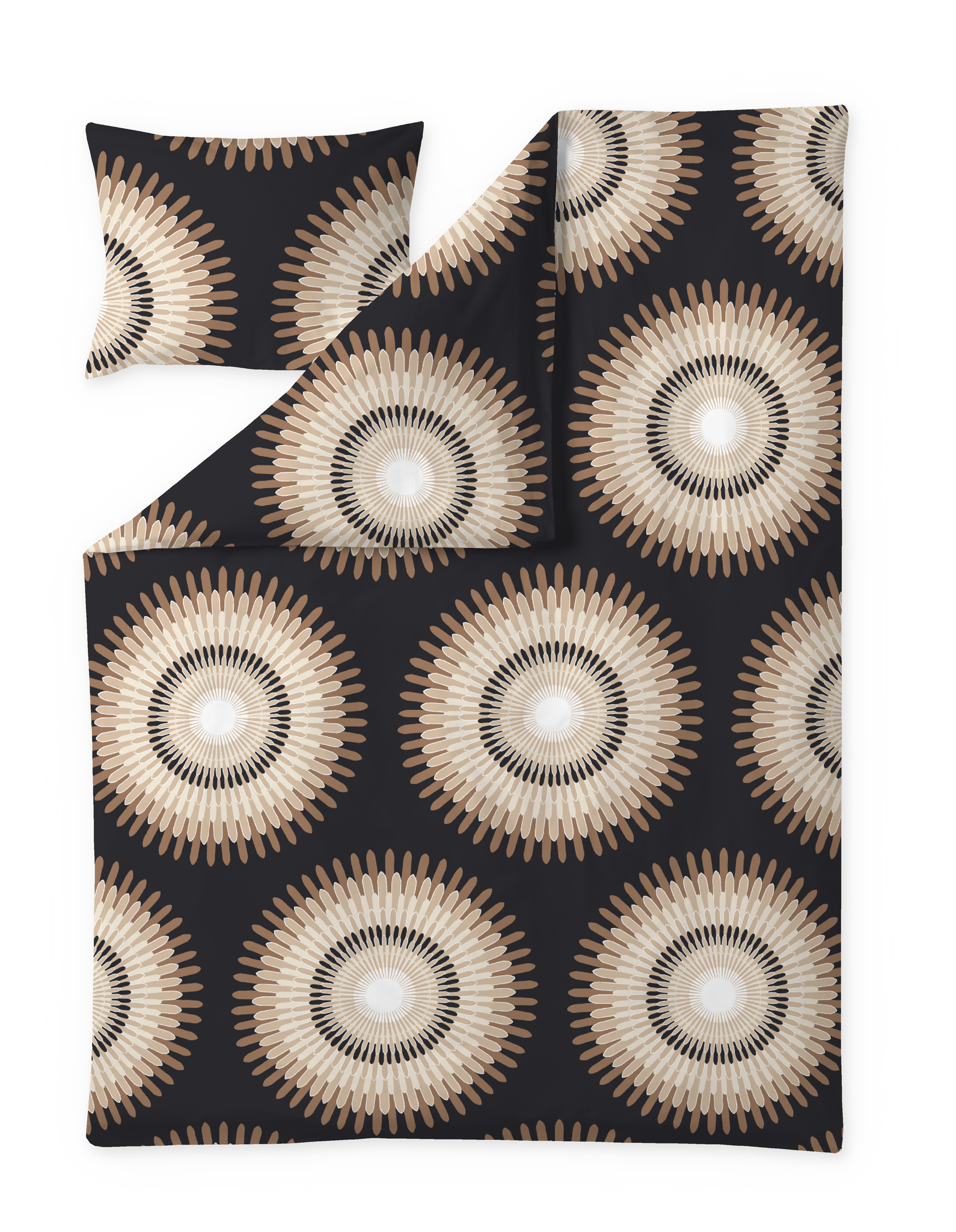 60712-4461-10-06_1; Finlayson Tuike Sateen Duvet Cover set Black / Brown / 150x210 + 50x60 cm 