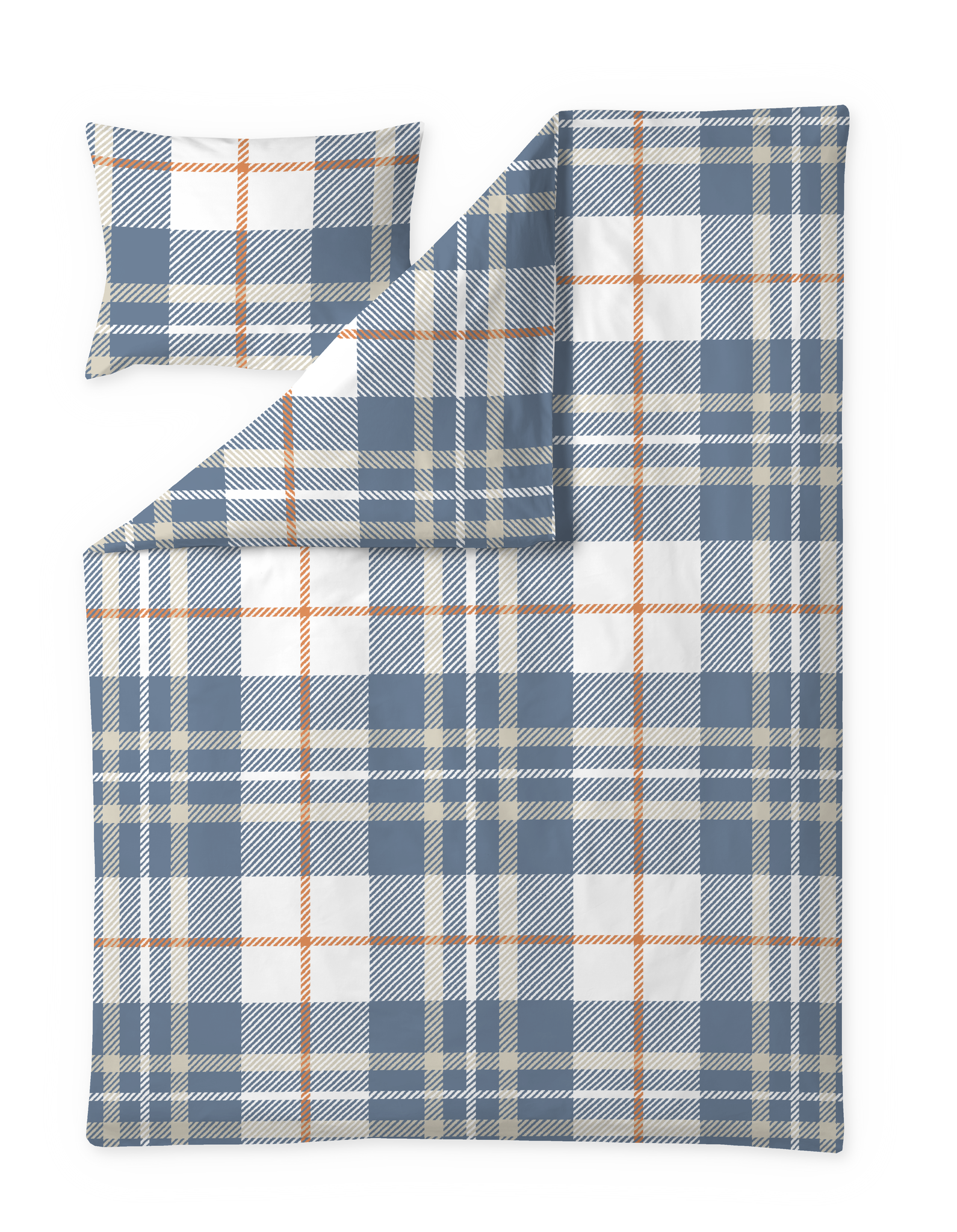 60653-5239-07-06; Finlayson Gingham Duvet Cover Set Blue / Orange / 150x210 + 50x60 cm 