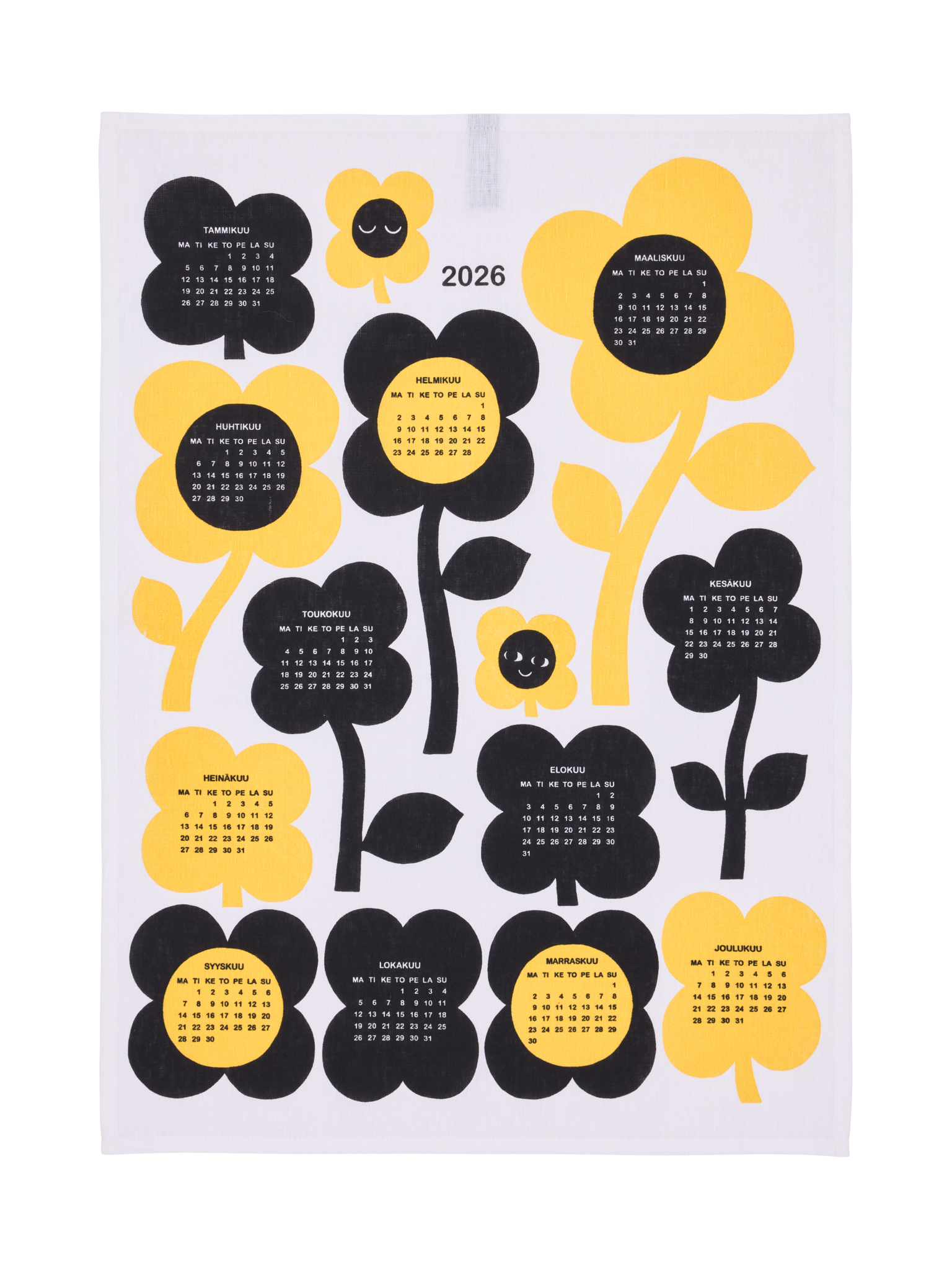 80072-5493-01-10; Finlayson Kukkariemu Kitchen Towel Black / White / 50x70 cm 
