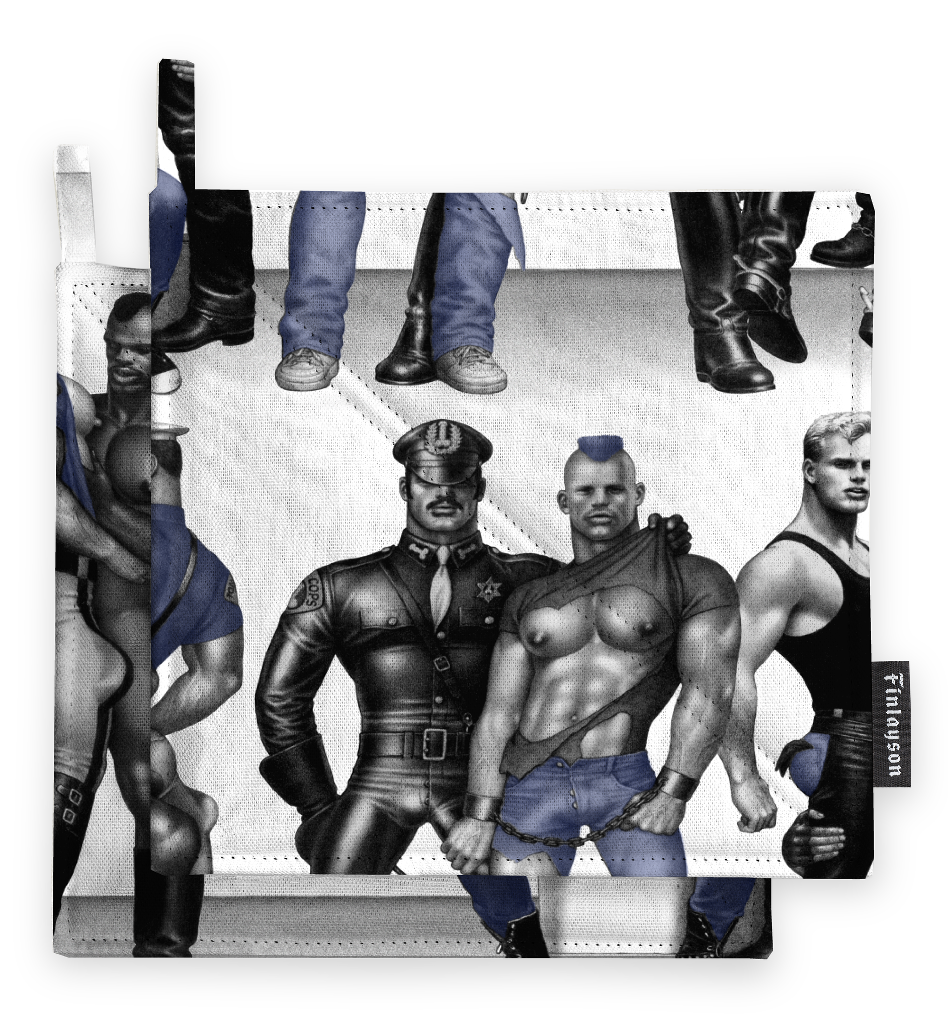 80017-4865-01-10; Finlayson Tom of Finland Potholder 2 pcs Black / Blue / 22x22 cm 