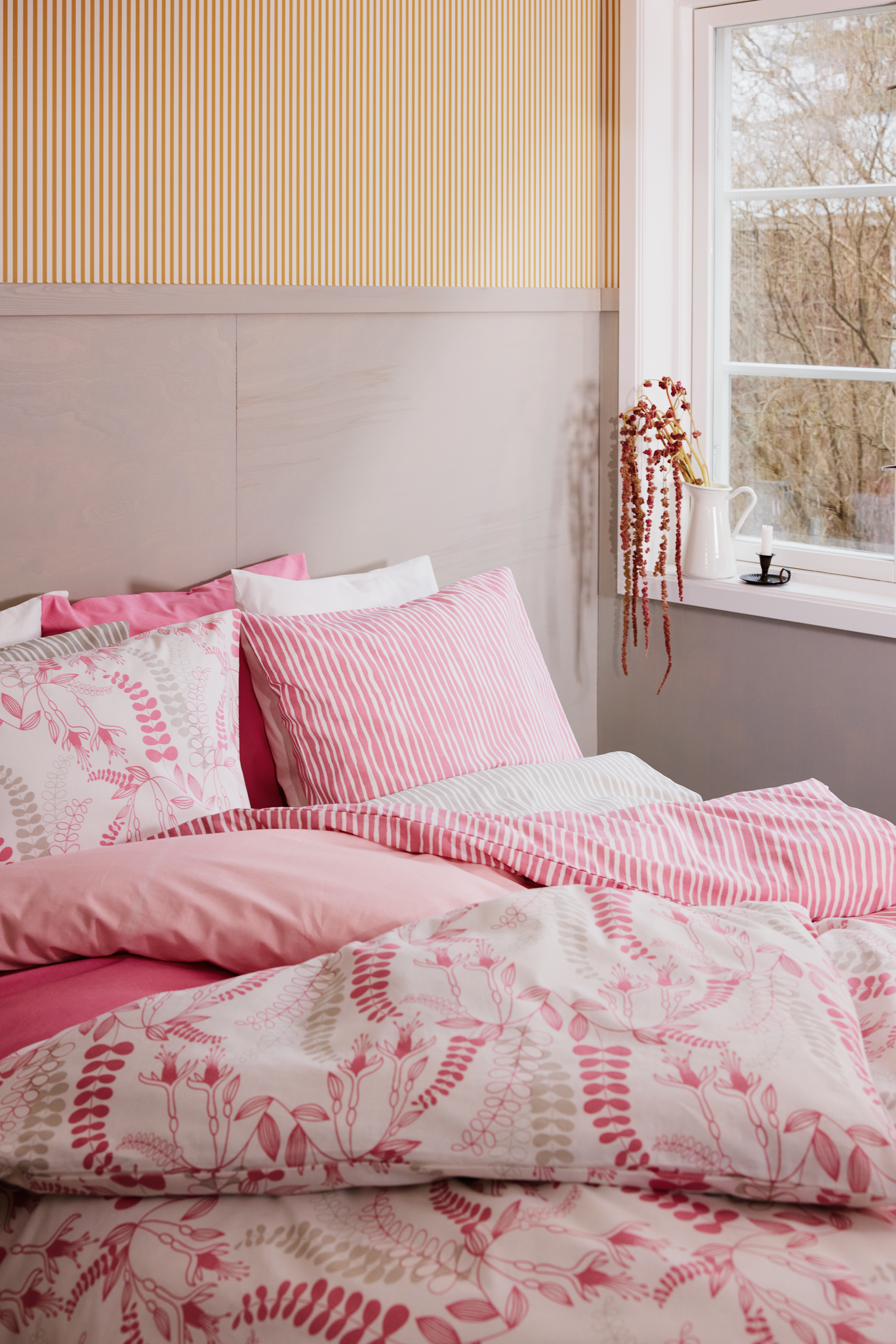 60653-5015-05-06_2; Finlayson Hanna Duvet Cover Set Malva / Grey / 150x210 + 50x60 cm 