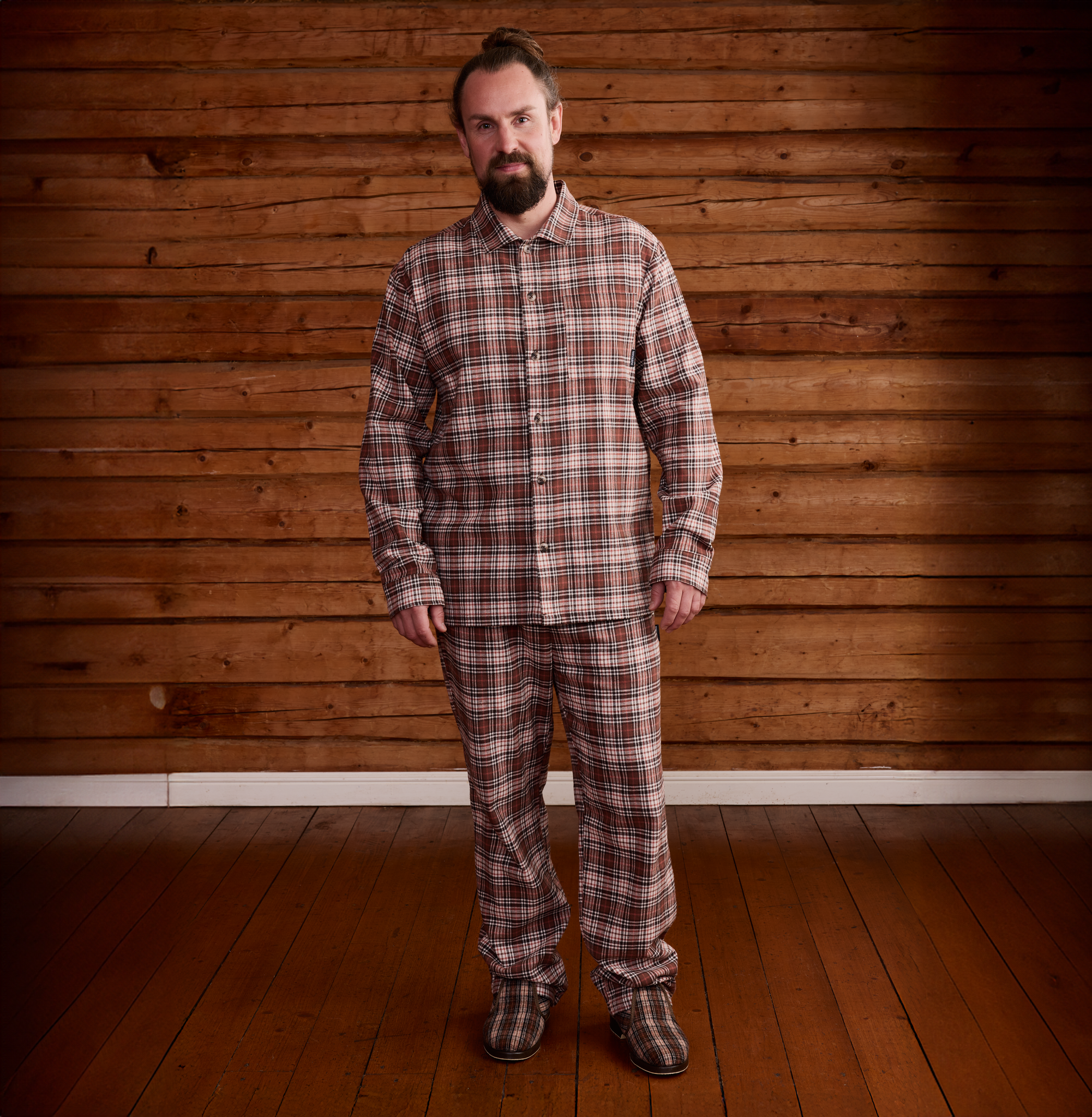 22751435004; 22751435003; 22751435001; 22751435002; Finlayson Reino Flannel pyjamas Brown / L 