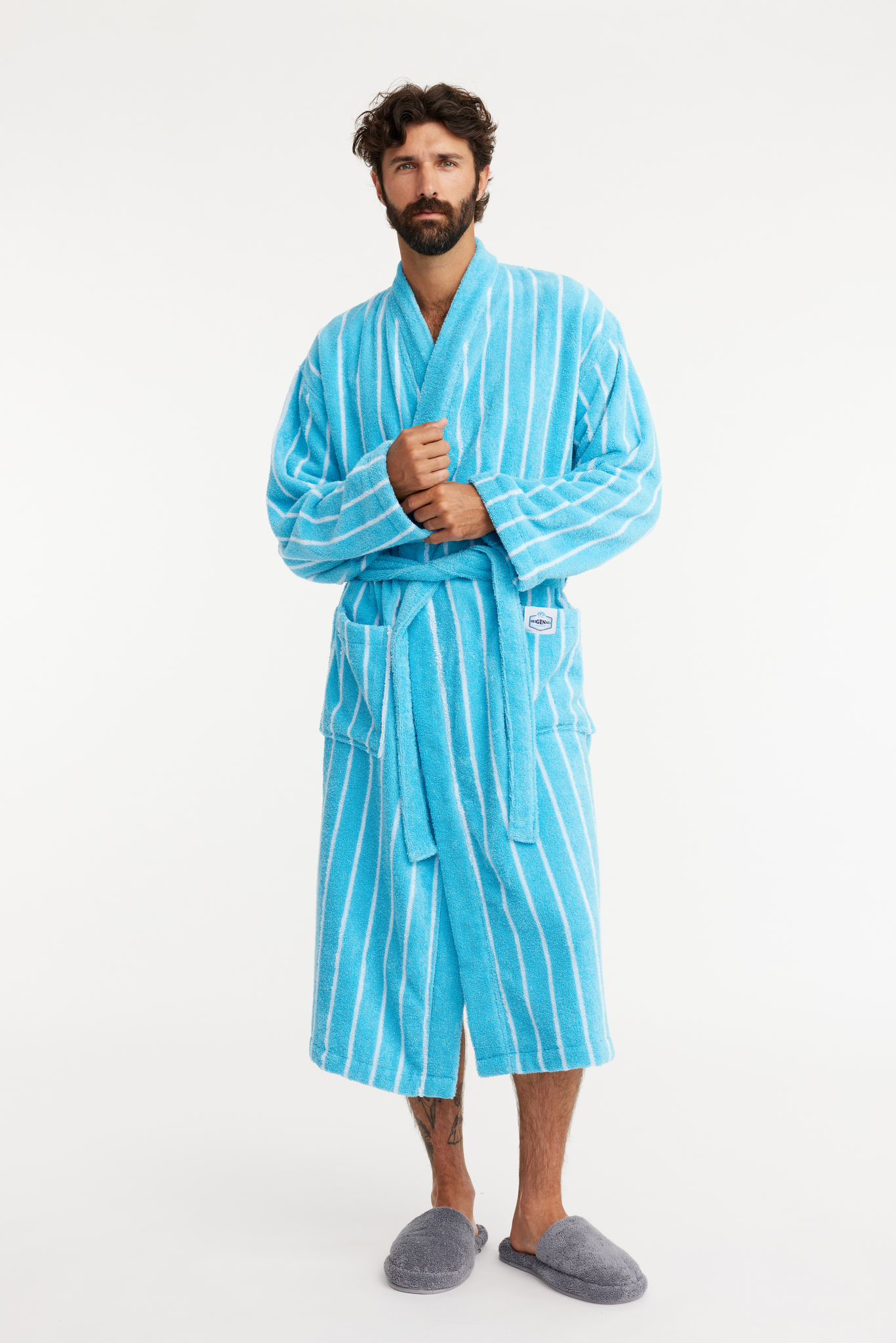 70244-5432-01-03_1; Finlayson Original Long Drink Bathrobe Turquoise / XXL 