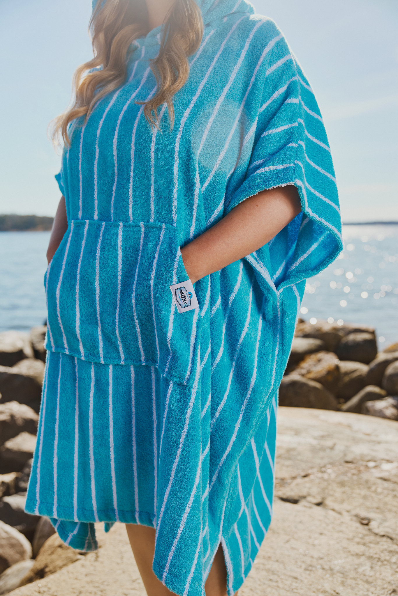 71214-5432-01-03_4; Finlayson Original Long Drink Bath poncho Turquoise / Onesize 