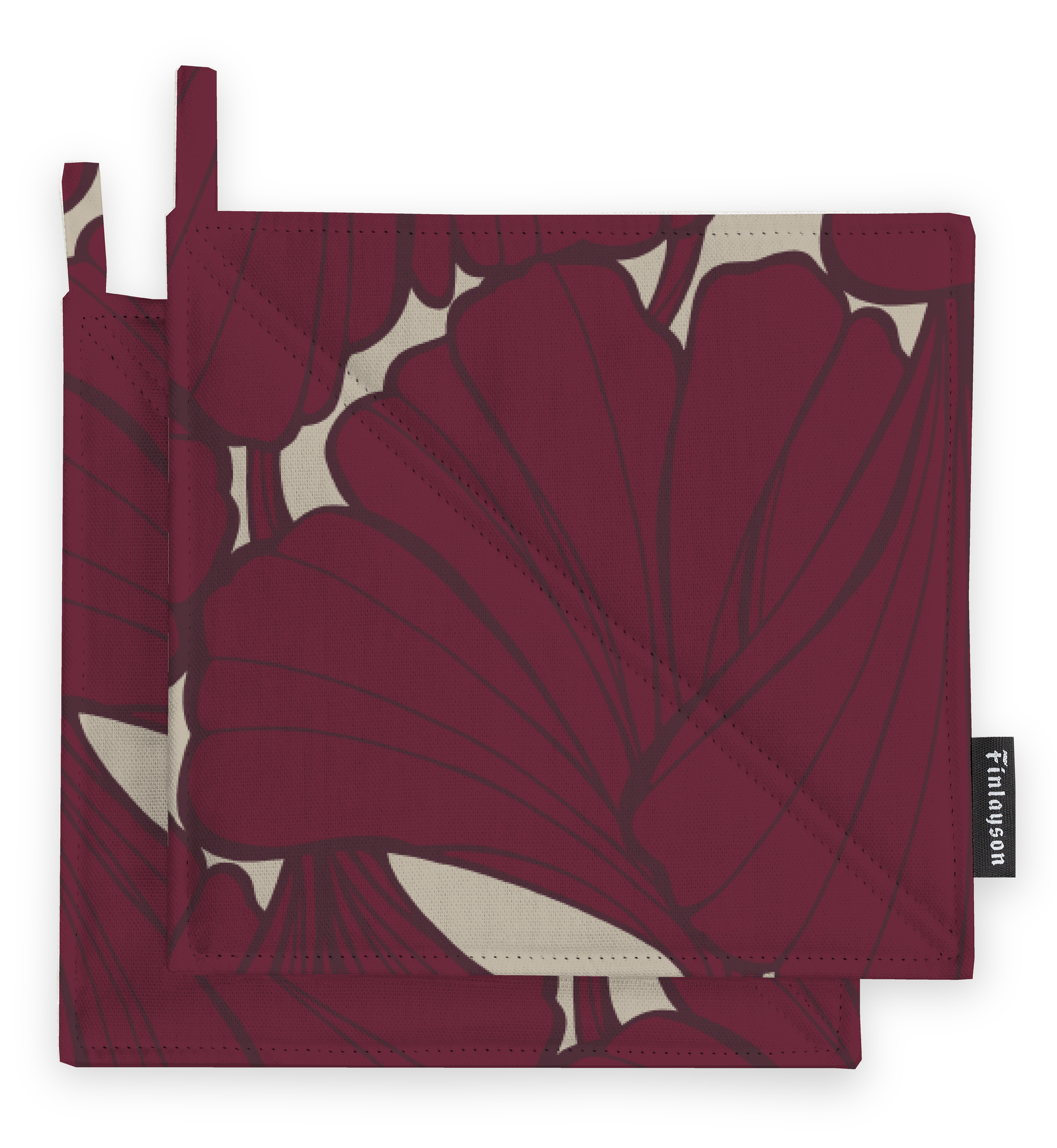 80017-5470-01-05; Finlayson Lilia Potholder 2 pcs Burgundy / Beige / 22x22 cm 