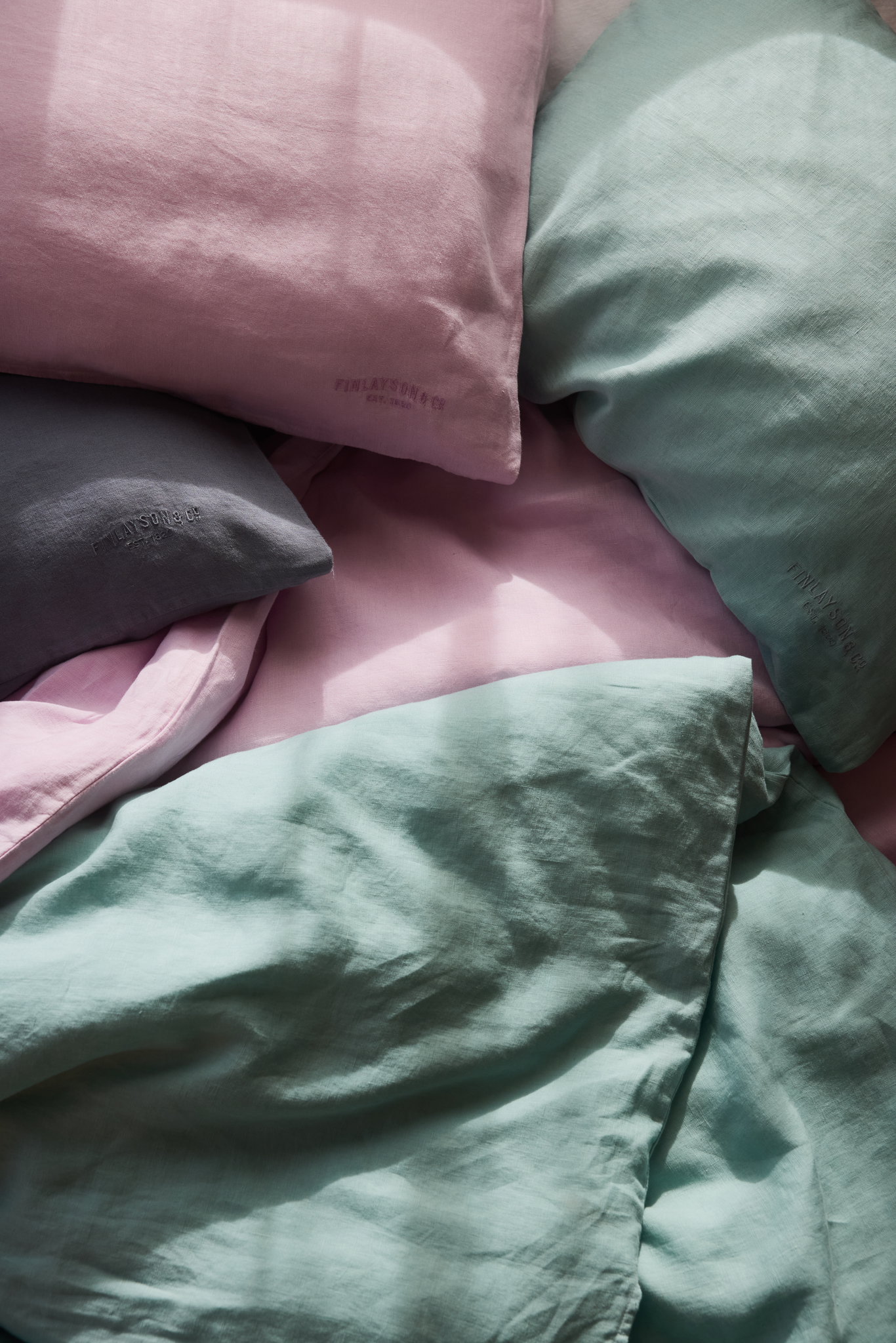 60760-0200-10-06_2; Finlayson Lino Linen Duvet Cover Set Bluish Green / 150x210 + 50x60 cm 
