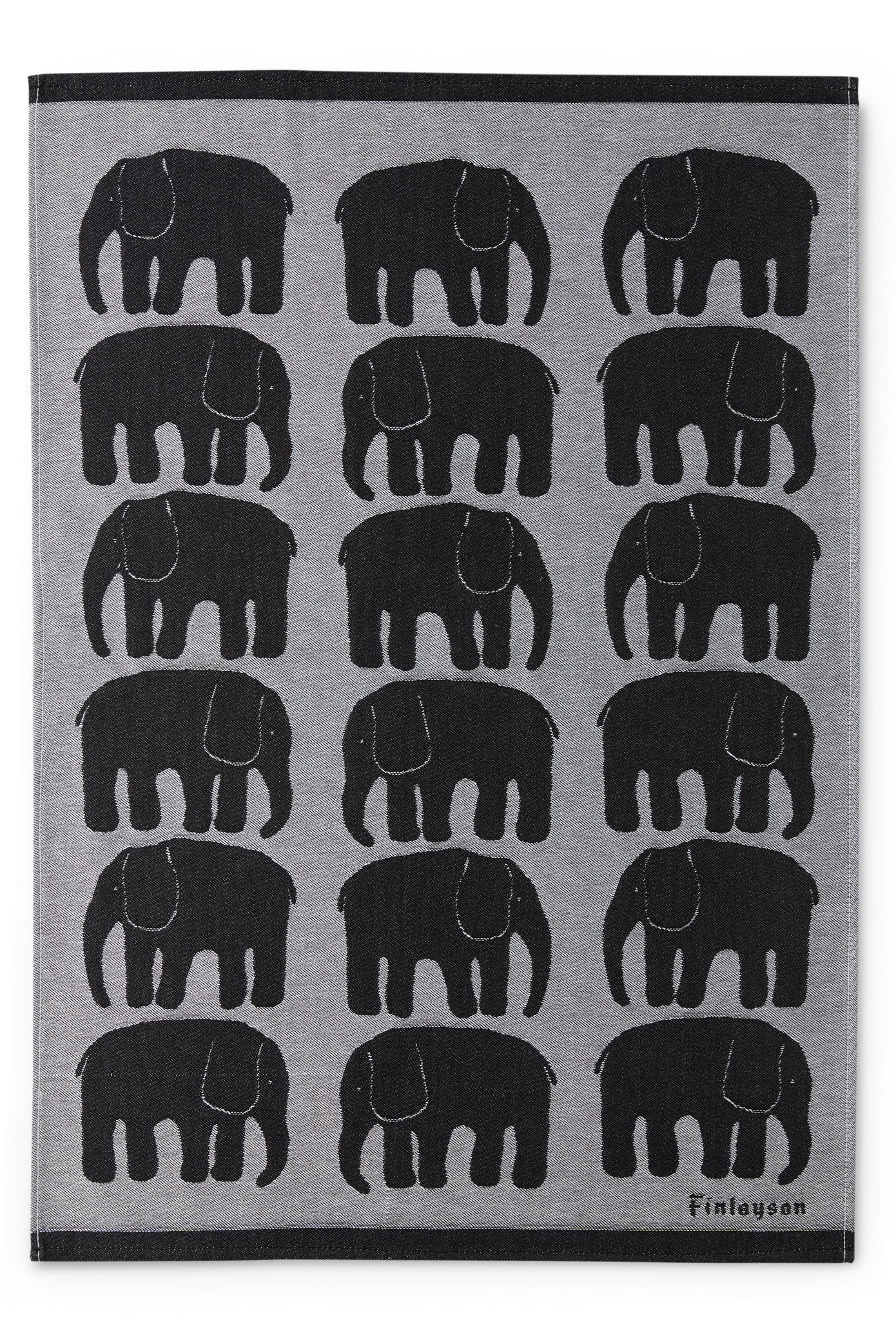 70940-4547-02-10; Finlayson Elefantti Kitchen towel 2 pcs Black / Grey / 50x70 cm 