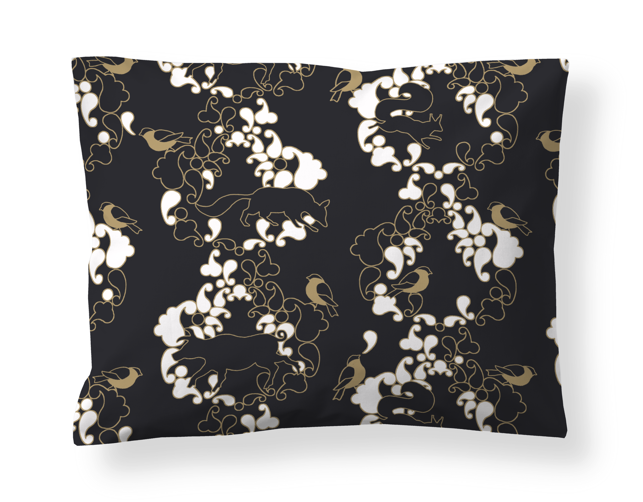 60138-4454-02-10; Finlayson Sopraano Sateen Pillow case Black / Gold / 50x60 cm 