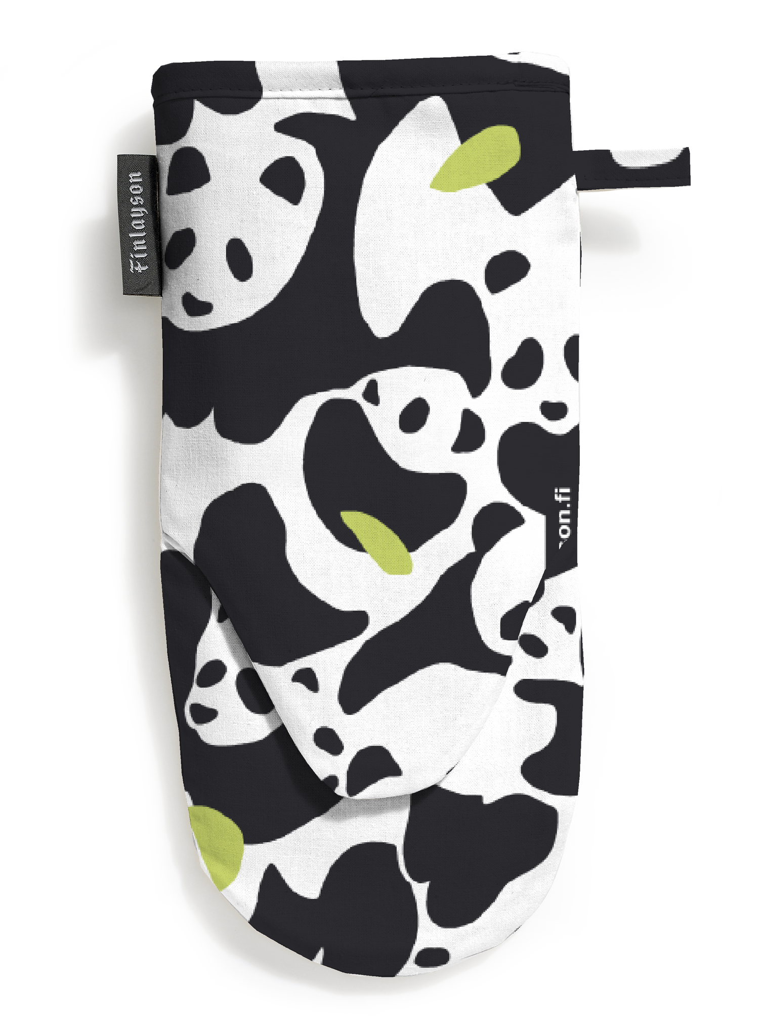 80006-5442-01-10; Finlayson Sukukokous Oven mitt Black / White / Green / 15x30 cm 