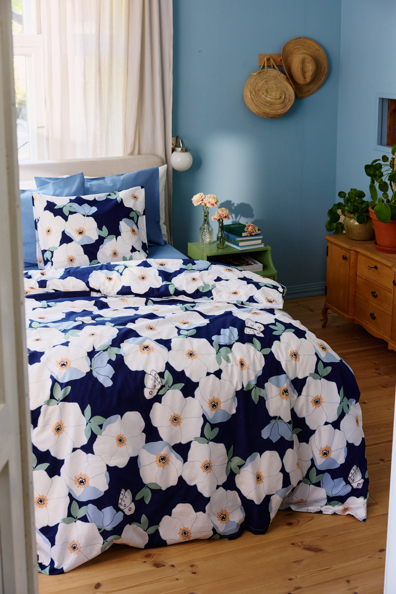 Ruusa duvet cover set Dark Blue / Sage / 150x210 + 50x60 cm | Finlayson