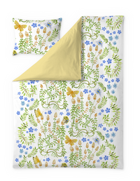 60712-5504-02-06; Finlayson COM Puutarhajuhla sateen duvet cover set Green / Blue / 150x210 + 50x60 cm