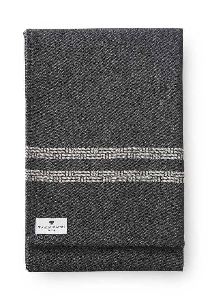 70168-0001-02-06; Finlayson Tamminiemi Towel Black / Flax / 90x180 cm 