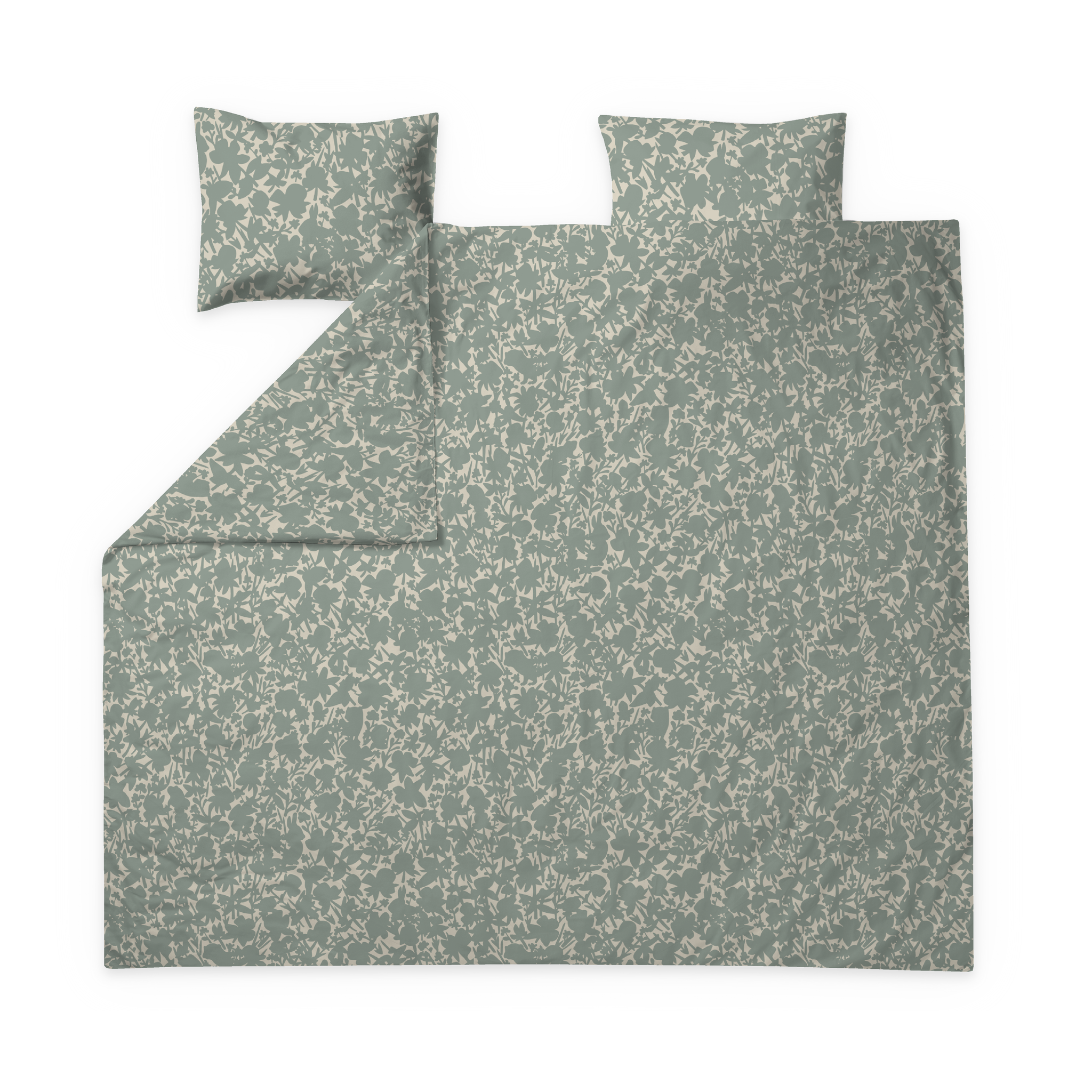 60692-5488-01-05; Finlayson Katveessa Double Sateen Duvet Cover set Salvia / Beige / 240x210 + 50x60 cm 