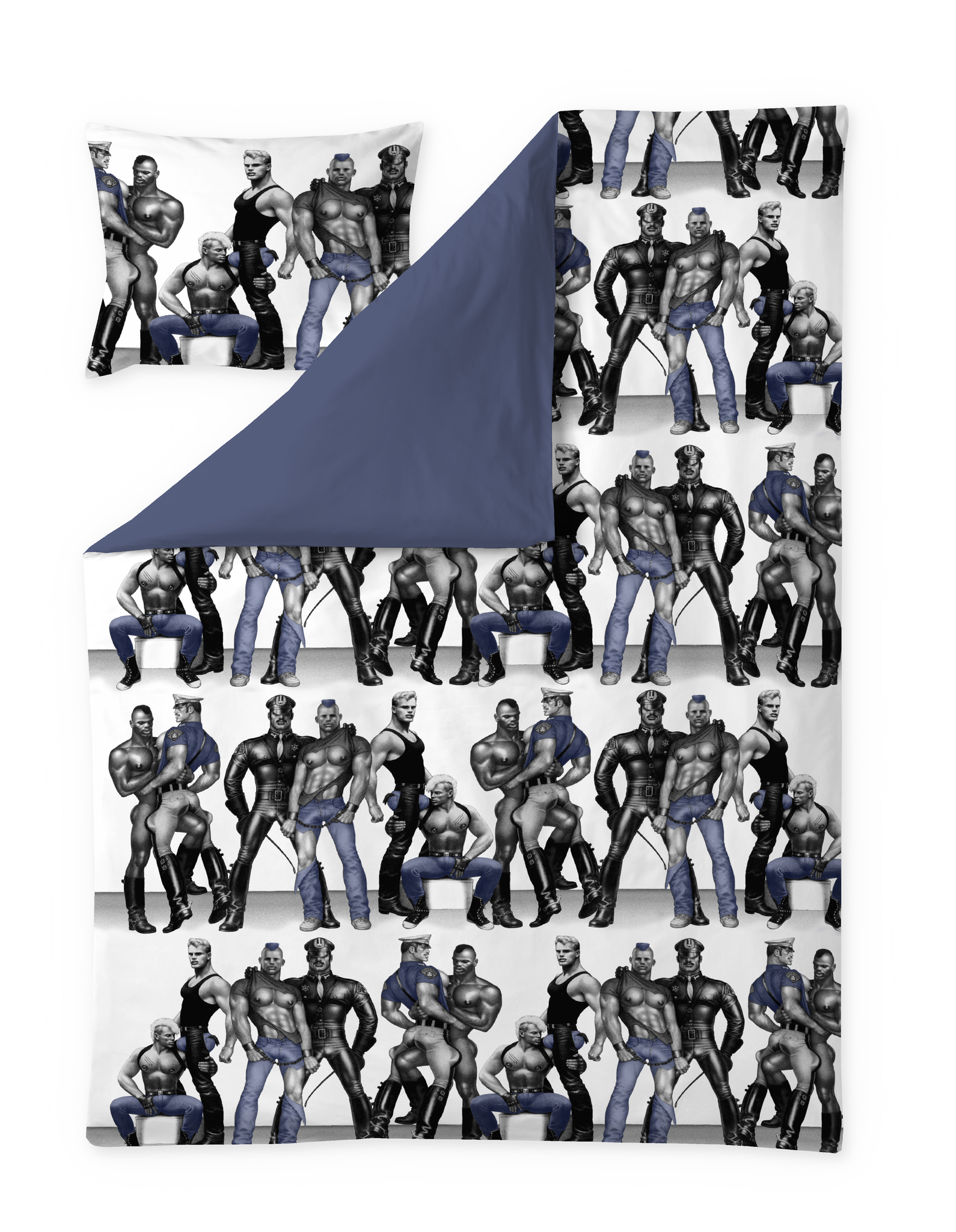 Tom of Finland Blue Squad sateen duvet cover set | Finlayson