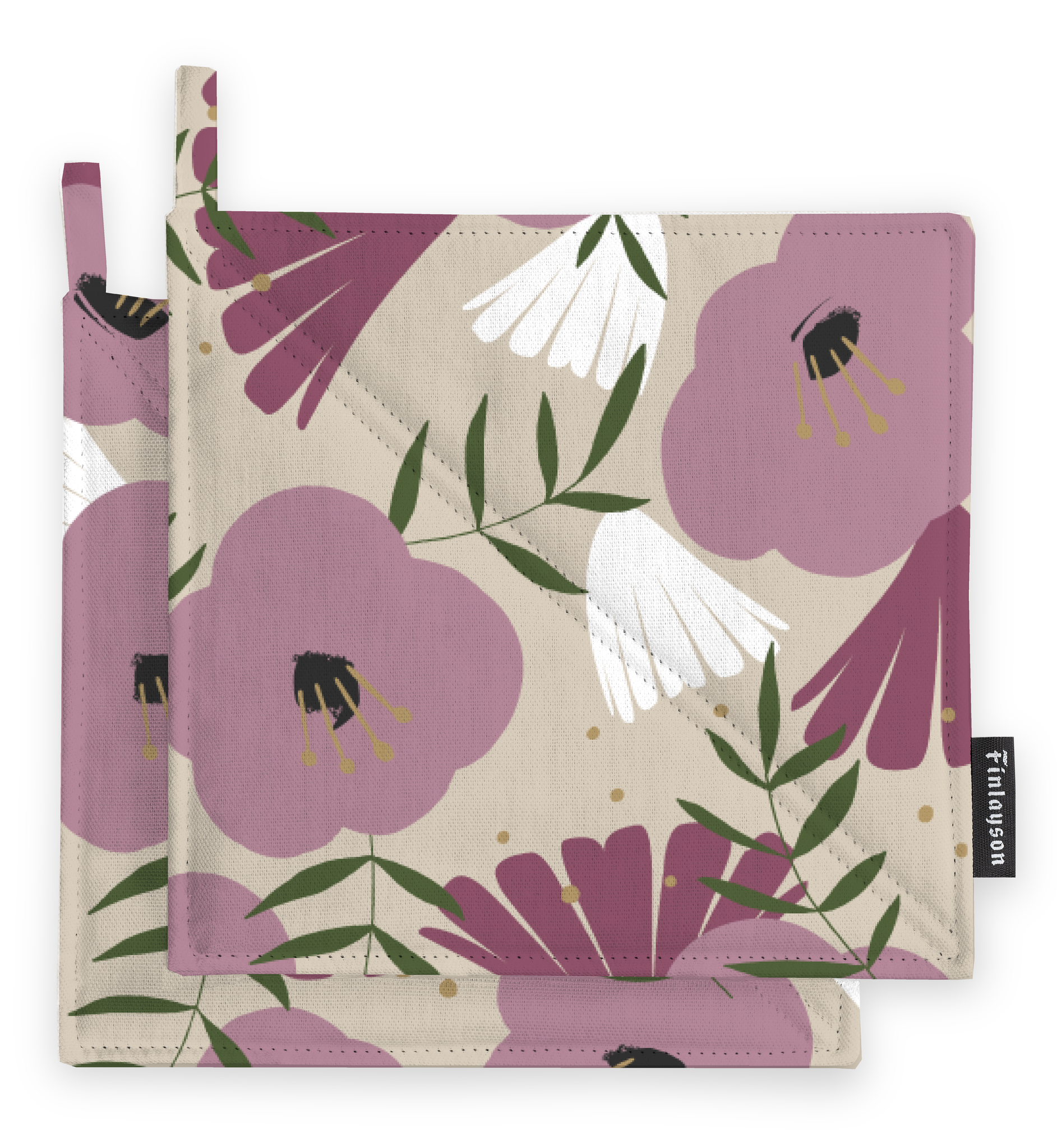 80018-5138-03-10; Finlayson Anni Potholders 2 pcs Malva / Beige / 22x22 cm 