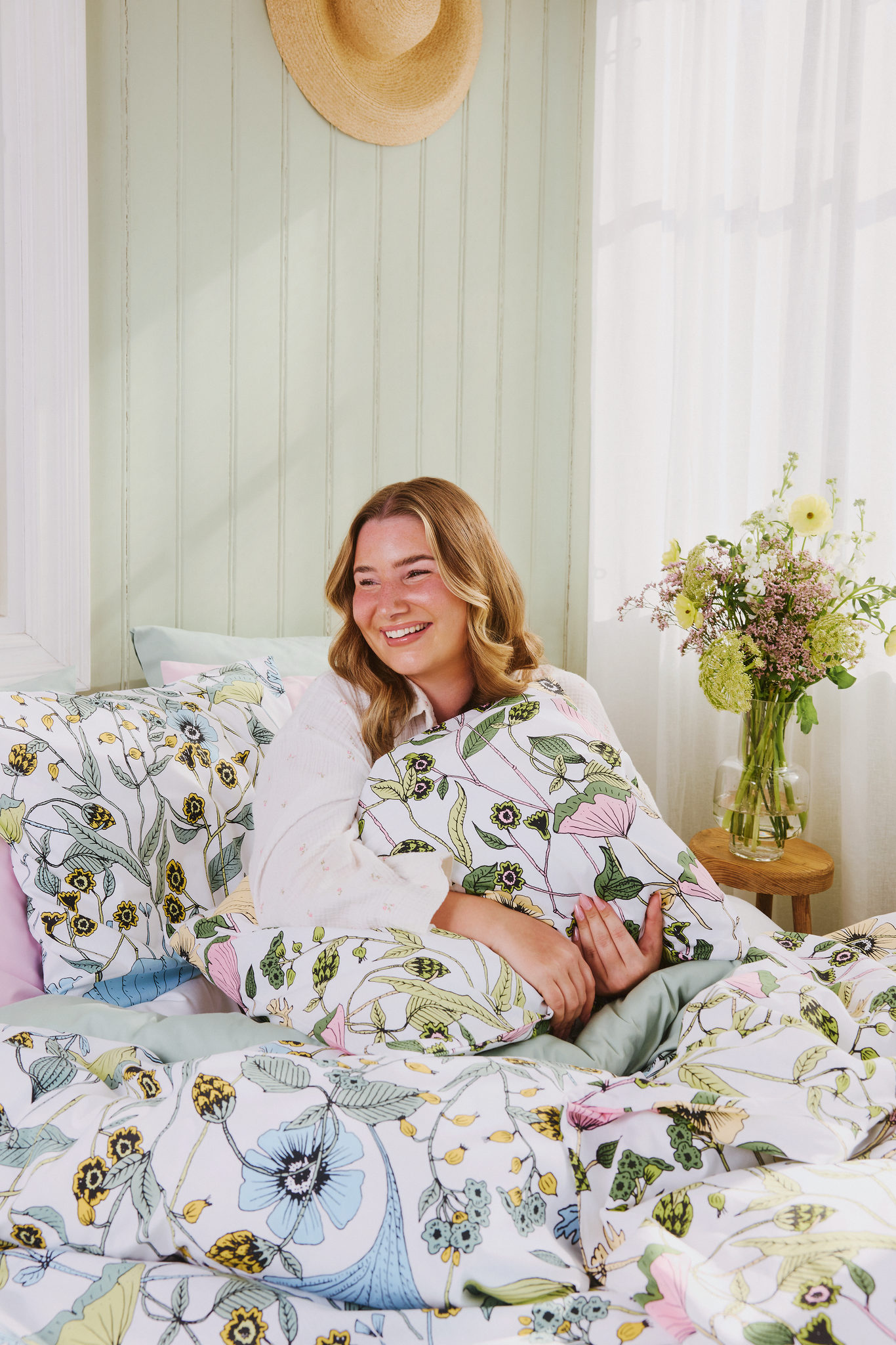 60652-4967-06-06_1; Finlayson Keto Duvet Cover Set Green / Yellow / 150x210 + 50x60 cm 