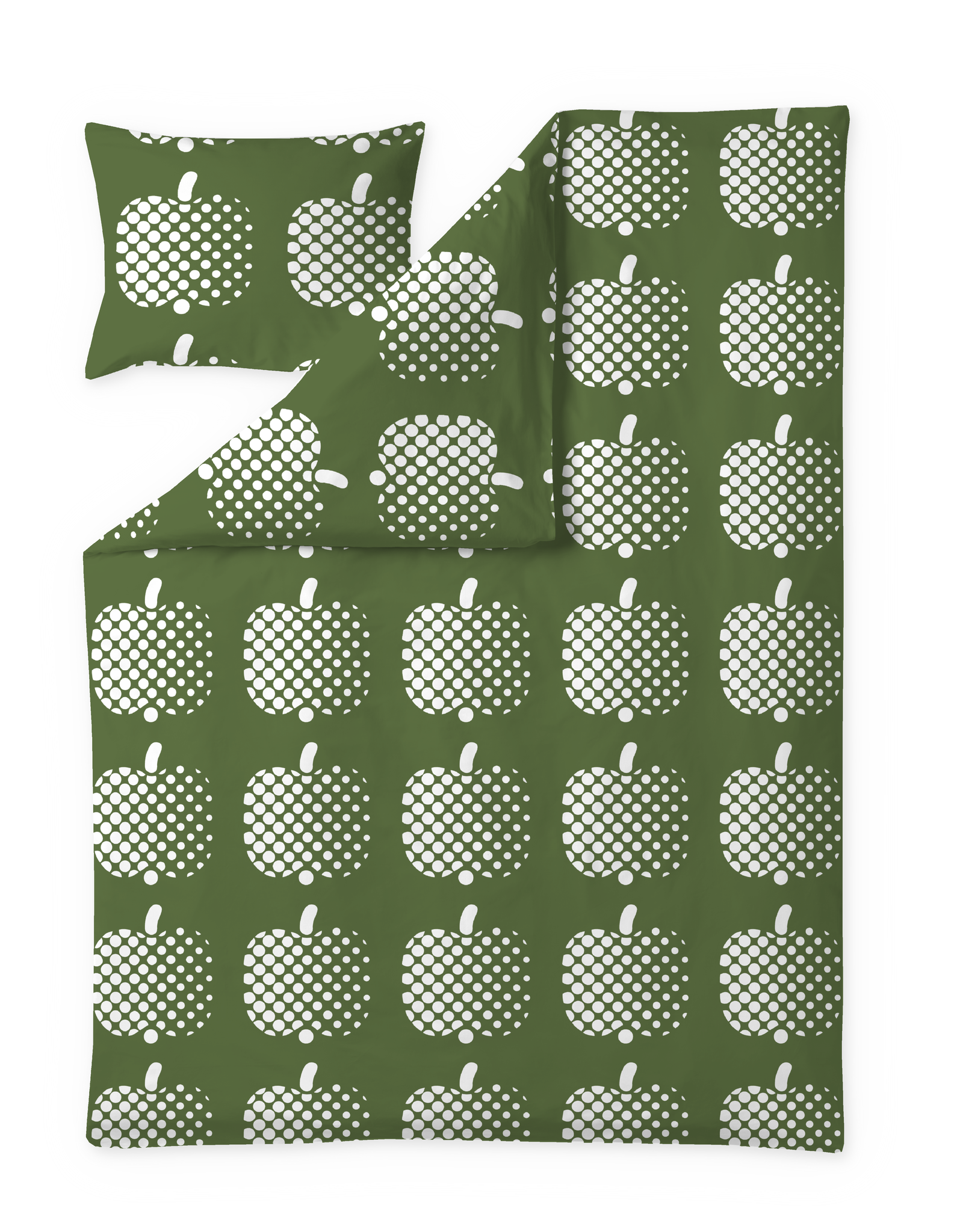 61652-3963-13-06; Finlayson Optinen omena Duvet Cover set Green / White / 150x210 + 50x60 cm 