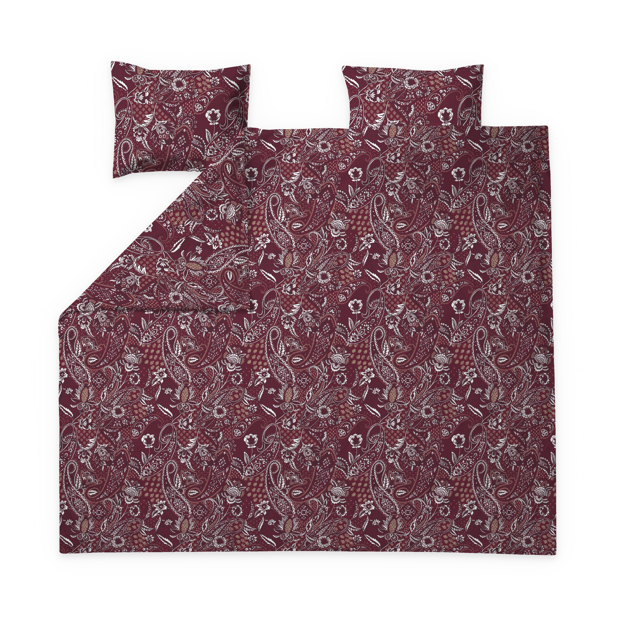 60692-6719-06-05; Finlayson Kashmir Sateen Double Duvet Cover Set Wine / 240x210 + 50x60 cm 