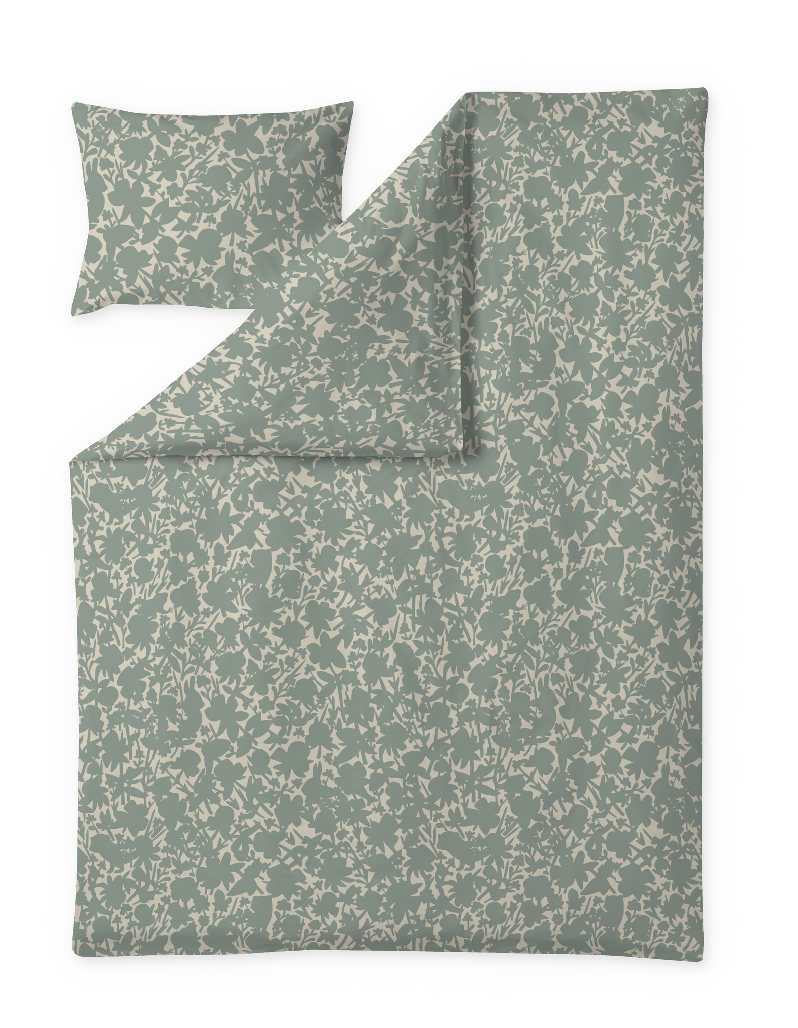 60712-5488-01-06; Finlayson Katveessa Sateen Duvet Cover set Salvia / Beige / 150x210 + 50x60 cm 