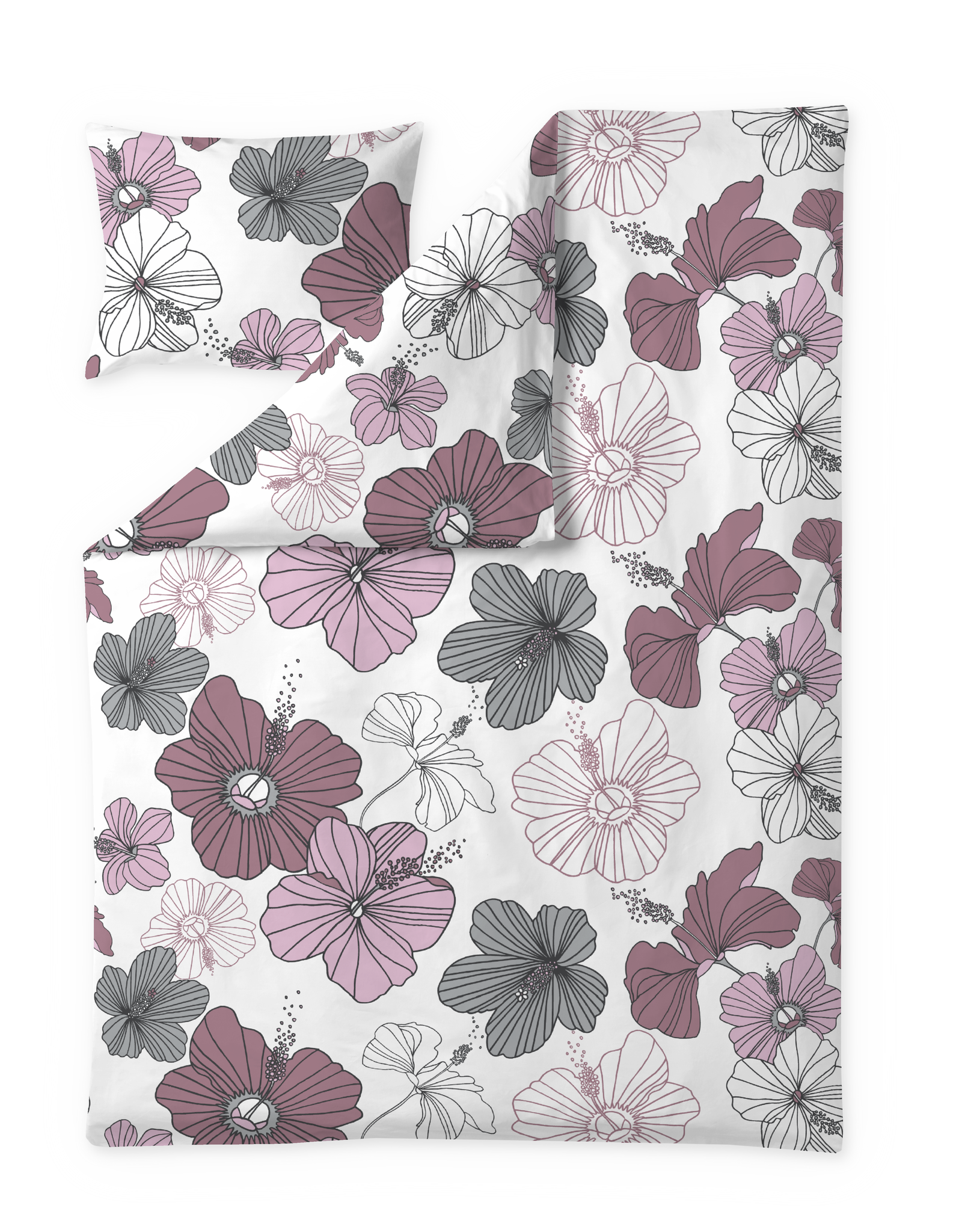 60653-4474-12-06; Finlayson Lei Duvet Cover set Malva / Grey / 150x210 + 50x60 cm 