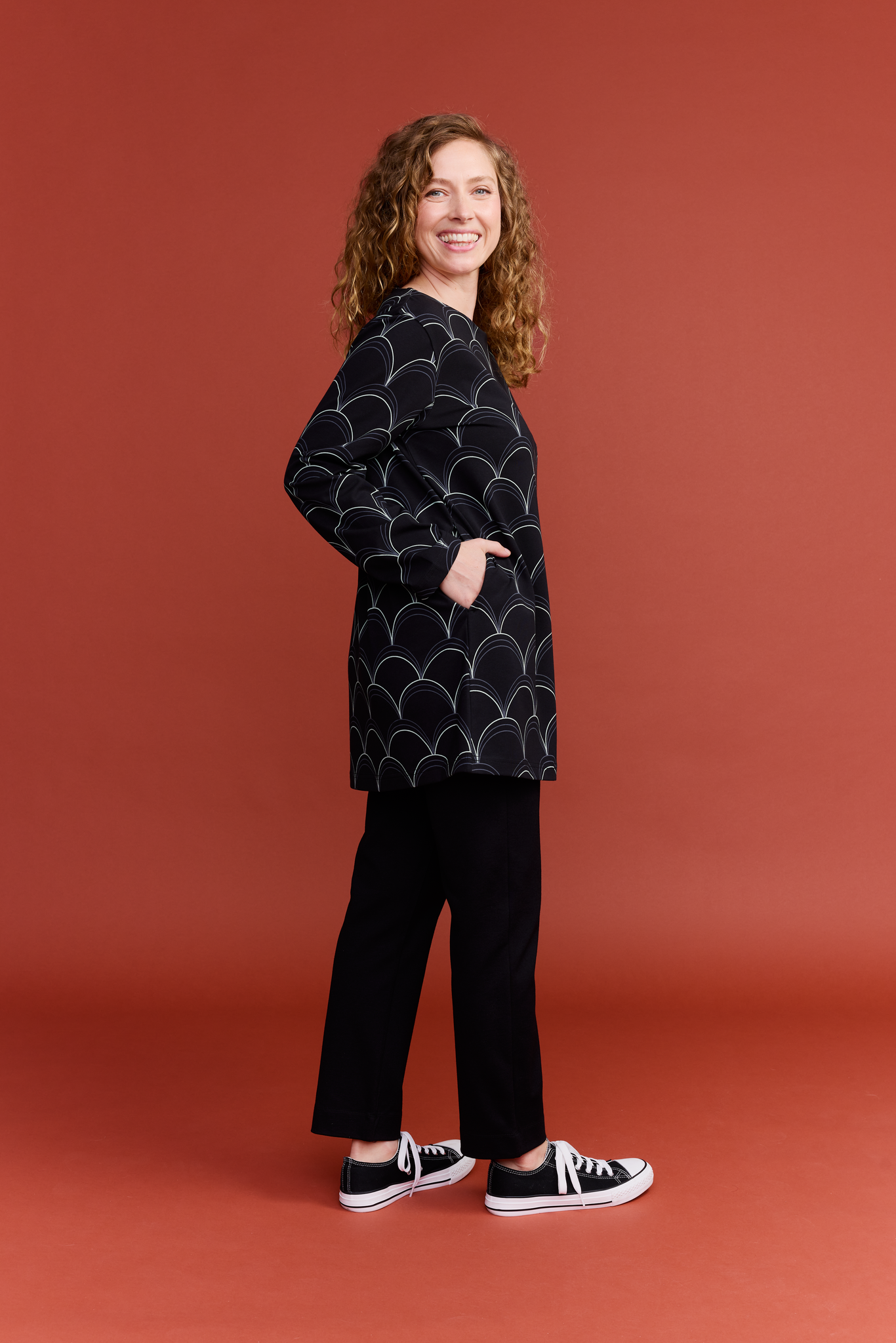 22702937001_3; Finlayson Rooma Tricot tunic Black / Green / S 