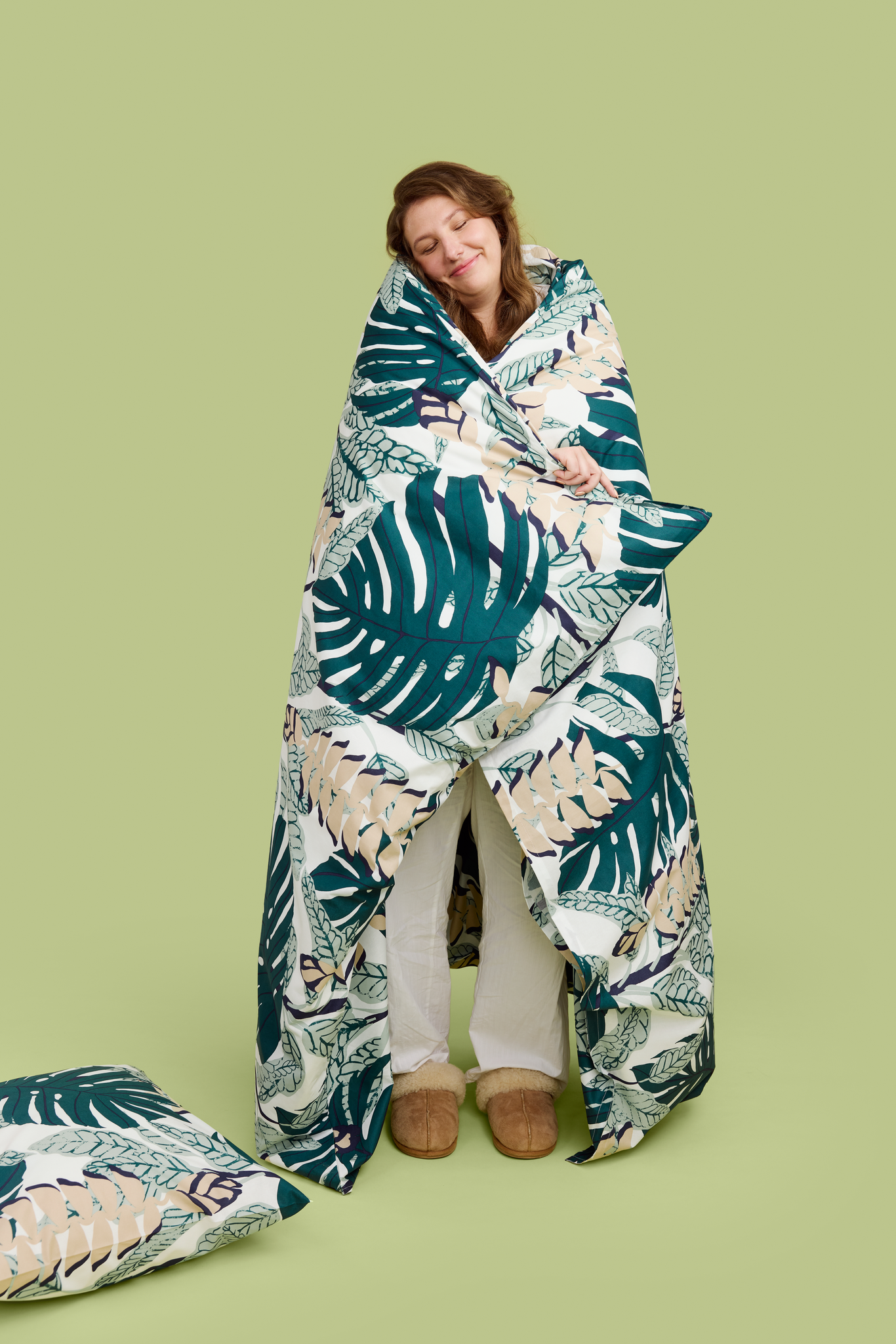 60136-4988-08-10_1; Finlayson Bunaken Pillowcase Green / Beige / 50x60 cm 