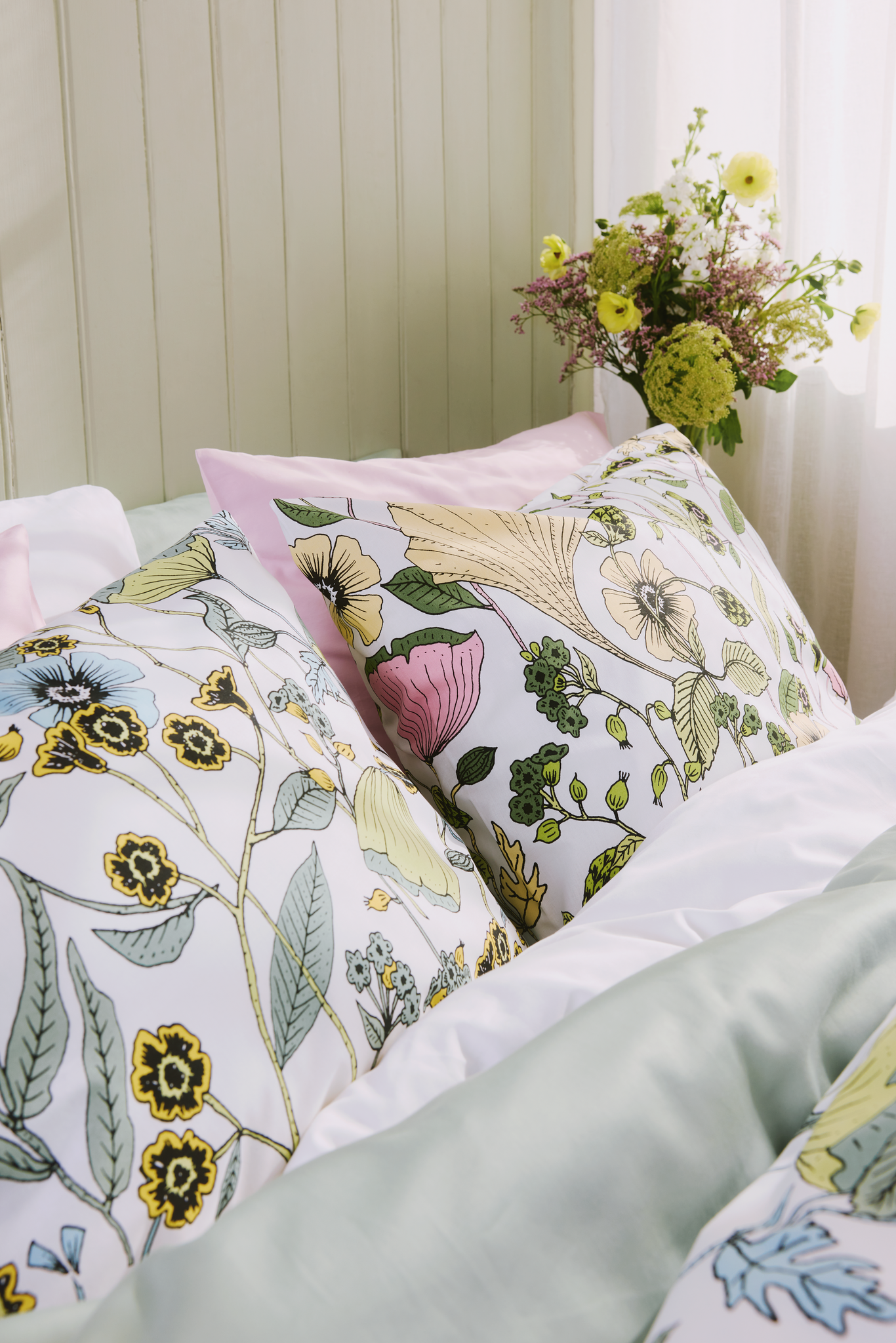 60652-4967-06-06_3; Finlayson Keto Duvet Cover Set Green / Yellow / 150x210 + 50x60 cm 