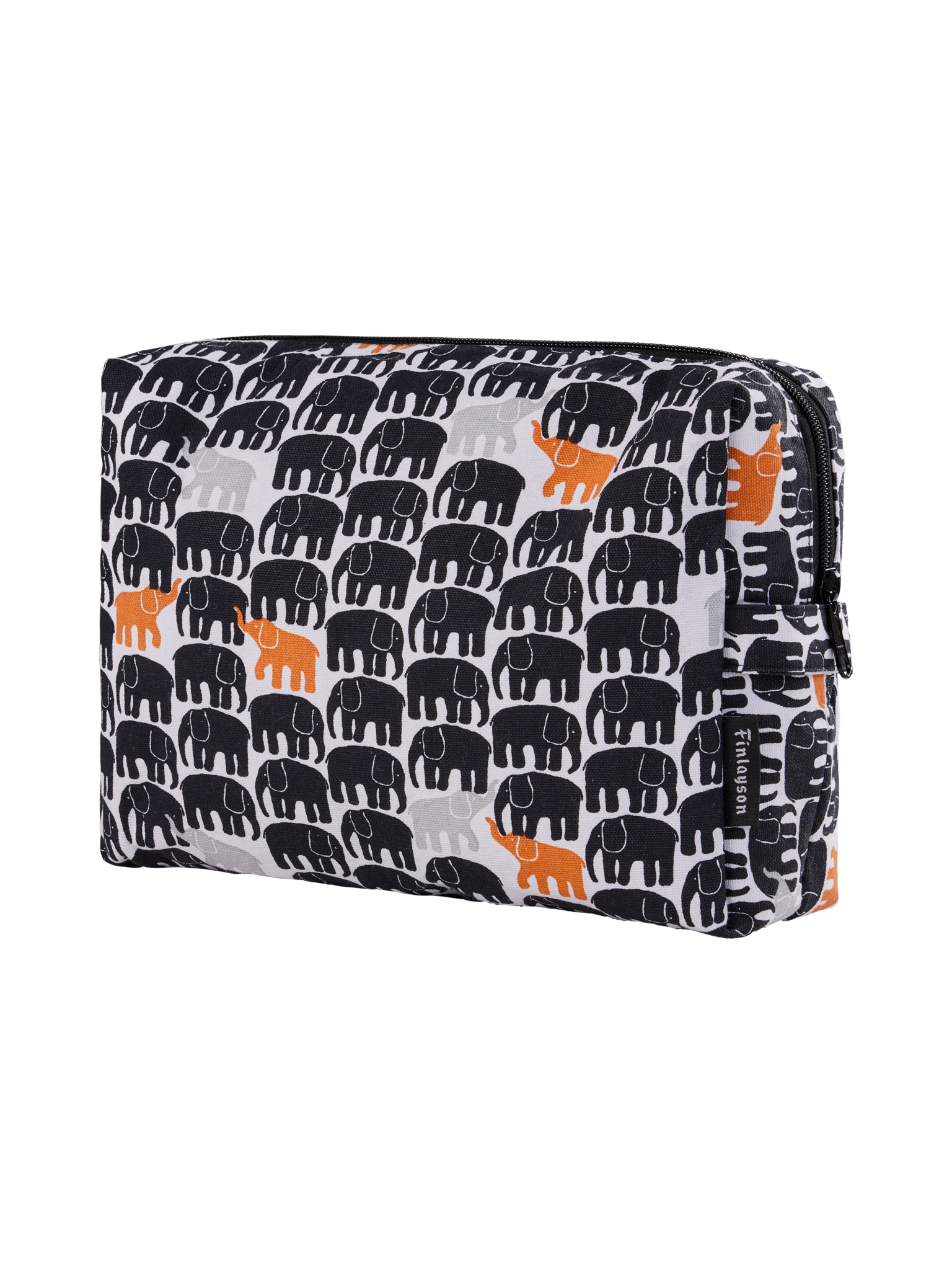 80250-5476-01-05; Finlayson Elefantti vapaa Cosmetic bag Black / Orange / 20x28 cm 