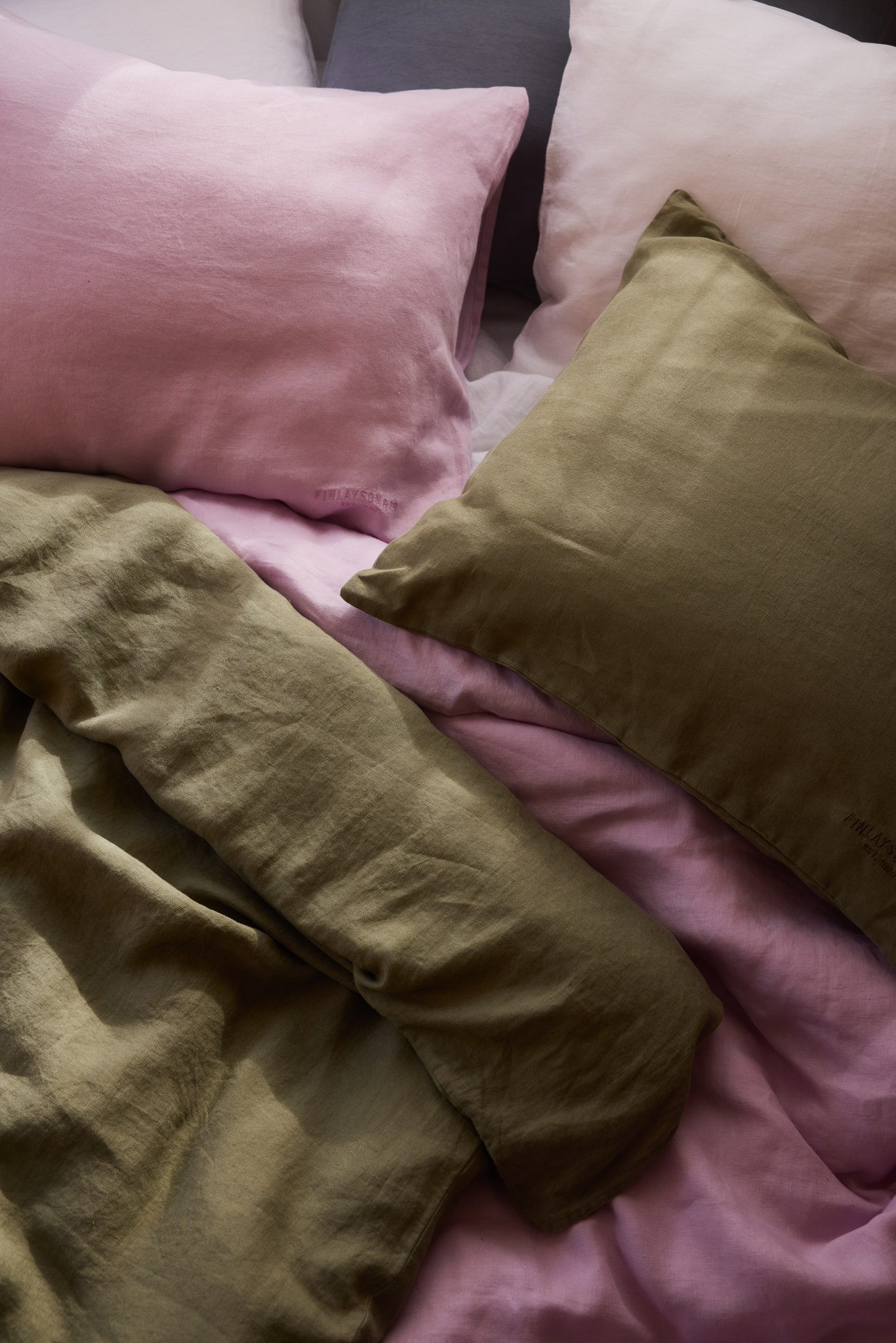 60260-0200-08-10_1; Finlayson Lino Linen duvet cover set Lichen Green / 50x60 cm 