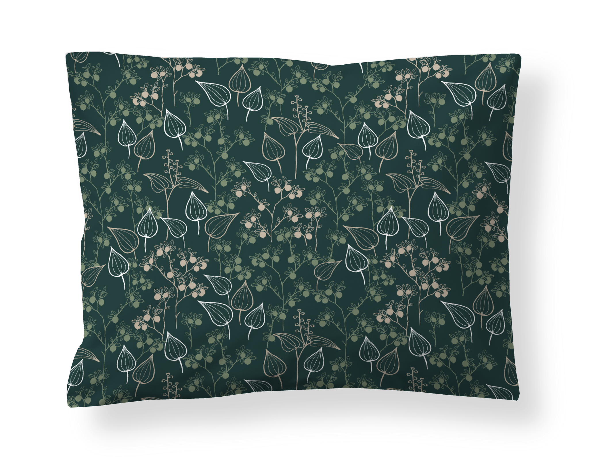 60136-5063-03-10; Finlayson Mustikka Pillowcase Dark Green / 50x60 cm 