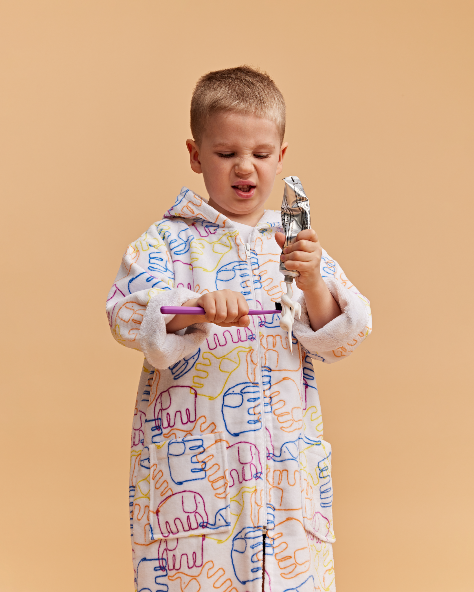 70234-5417-01-03_1; 70233-5417-01-03_1; Finlayson Elefantti villi pieni Children's bathrobe Multi / 92-104 cm 