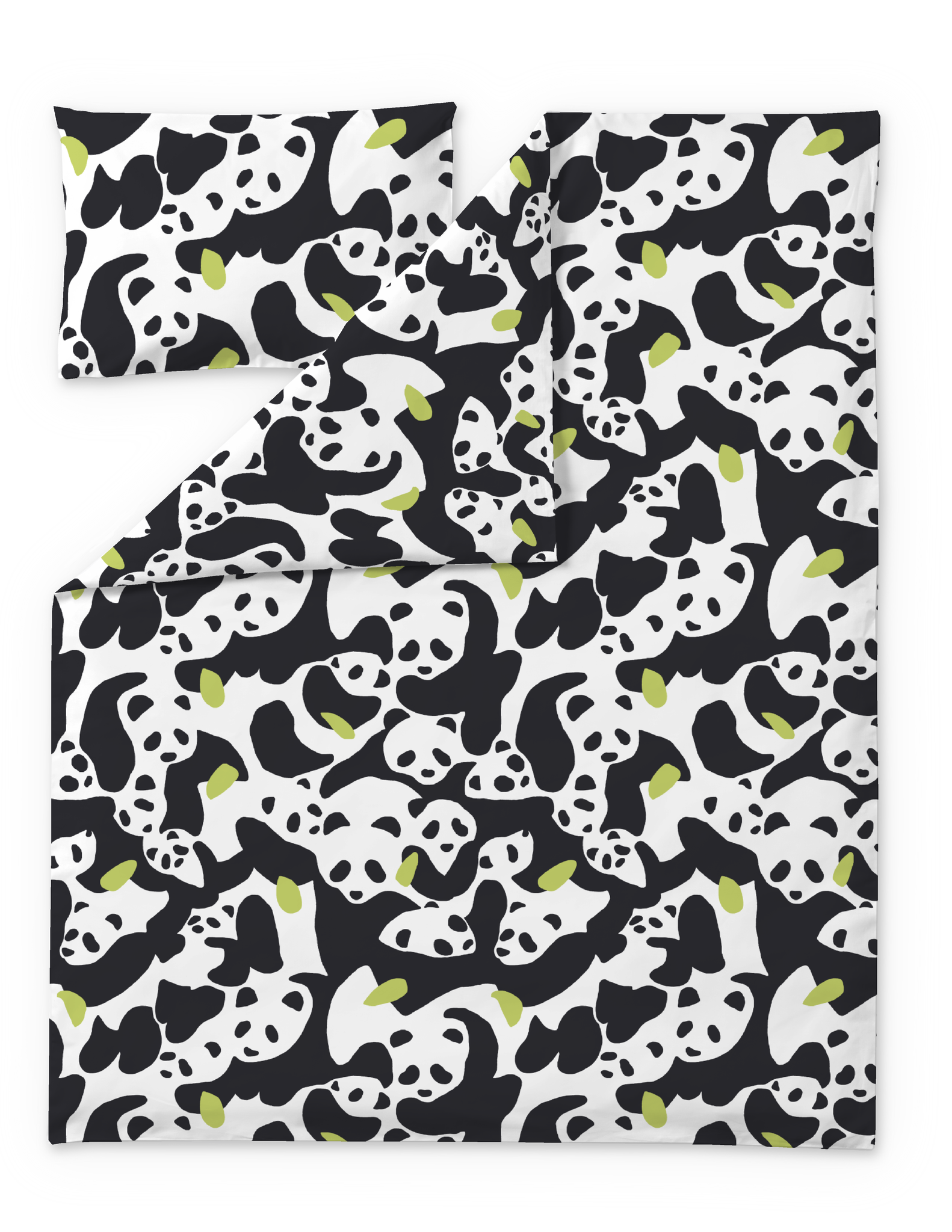 60662-5435-01-06; Finlayson Sukukokous Duvet Cover Set for Children Black / White / Green / 120x160 + 40x60 cm 